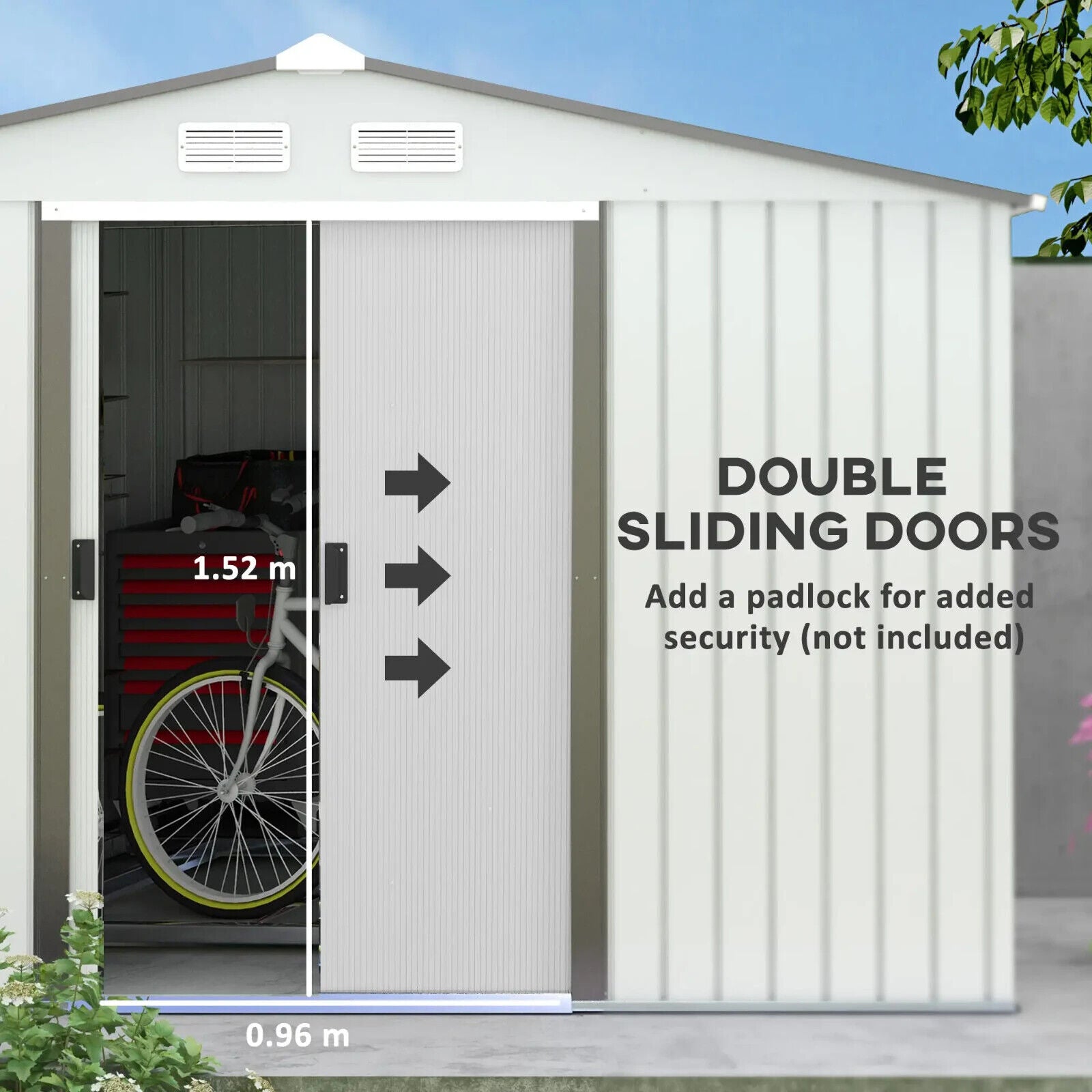 9 x 6ft Metal Garden Storage Shed Outdoor Tool Shed w/ Floor Foundation & Vents - Home and Garden Furniture Shop - #rustic - furniture#
