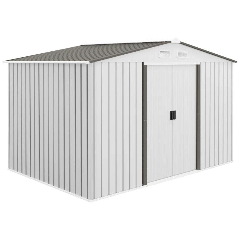 9 x 6ft Metal Garden Storage Shed Outdoor Tool Shed w/ Floor Foundation & Vents - Home and Garden Furniture Shop - #rustic - furniture#