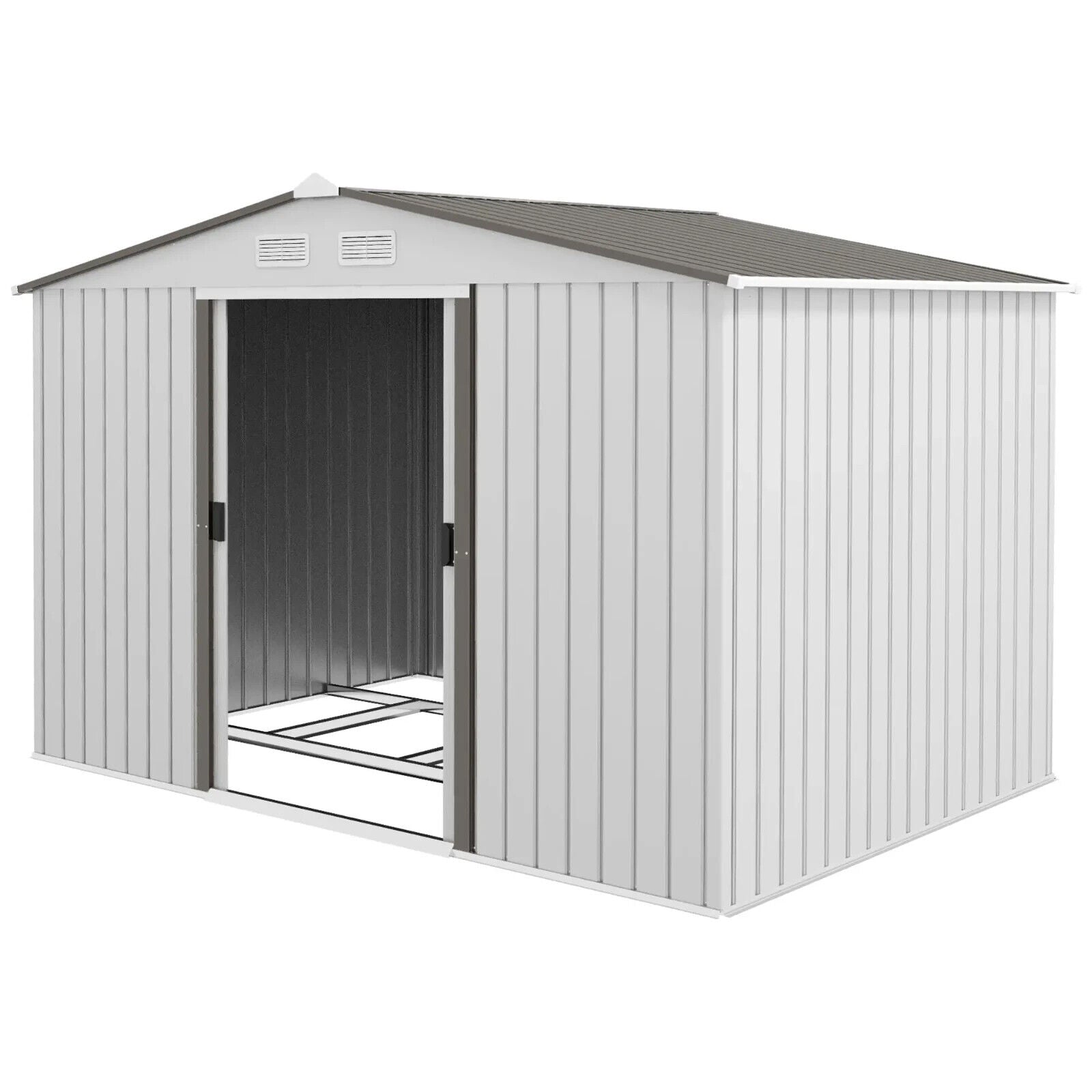 9 x 6ft Metal Garden Storage Shed Outdoor Tool Shed w/ Floor Foundation & Vents - Home and Garden Furniture Shop - #rustic - furniture#