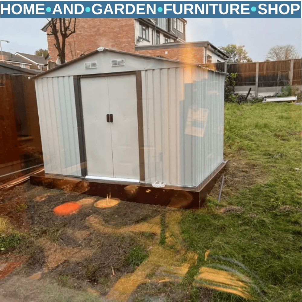 9 x 6ft Metal Garden Storage Shed Outdoor Tool Shed w/ Floor Foundation & Vents - Home and Garden Furniture Shop - #rustic - furniture#