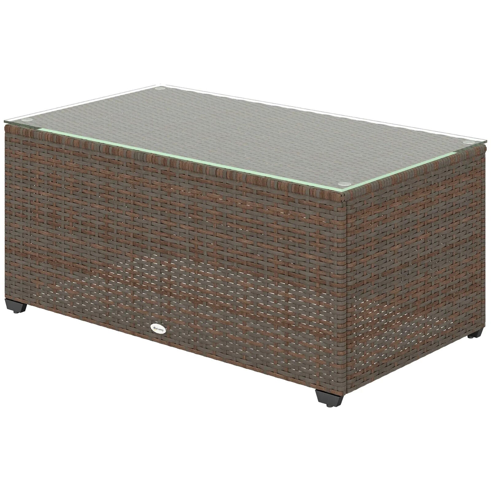 90 x 50cm Rattan Garden Side Table with Glass Top Table for Patio, Conservatory - Home and Garden Furniture Shop - #rustic - furniture#