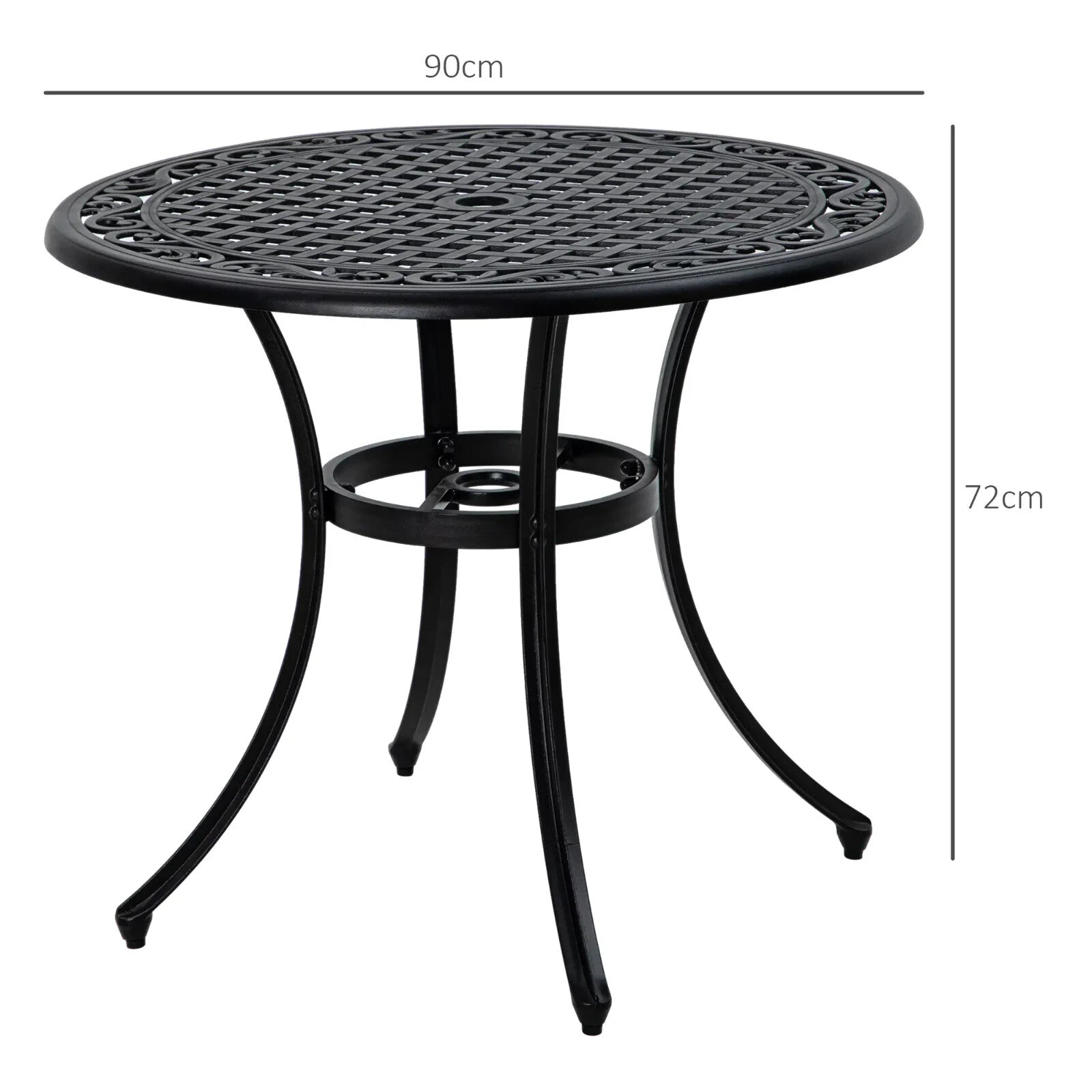 90cm Round Cast Aluminium Garden Table with Parasol Hole Outdoor Dining for 2–4 - Home and Garden Furniture Shop - rustic - furniture