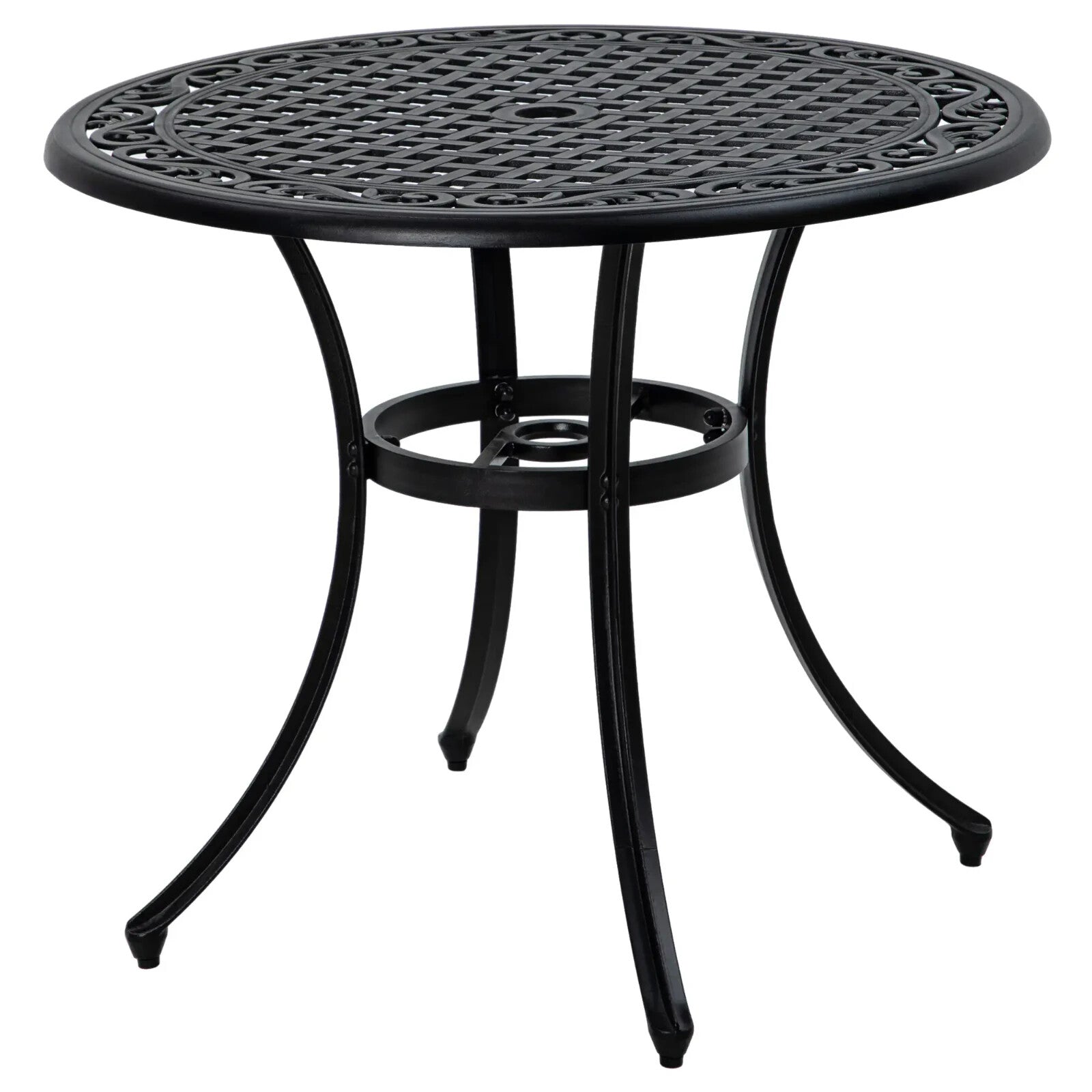 90cm Round Cast Aluminium Garden Table with Parasol Hole Outdoor Dining for 2–4 - Home and Garden Furniture Shop - rustic - furniture