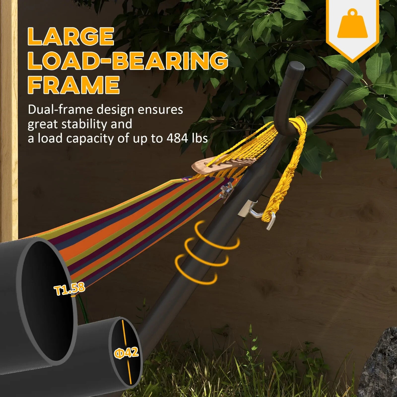 9.5ft Portable Hammock Stand with Wheels Adjustable Frame & Carry Bag for Garden - Home and Garden Furniture Shop - rustic - furniture