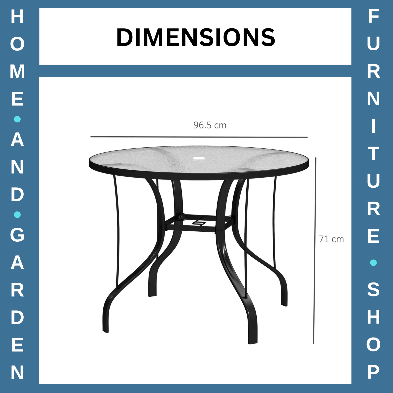 96.5×96.5×71cm Round Outdoor Dining Table with Tempered Glass Top & Parasol Hole - Home and Garden Furniture Shop - #rustic - furniture#
