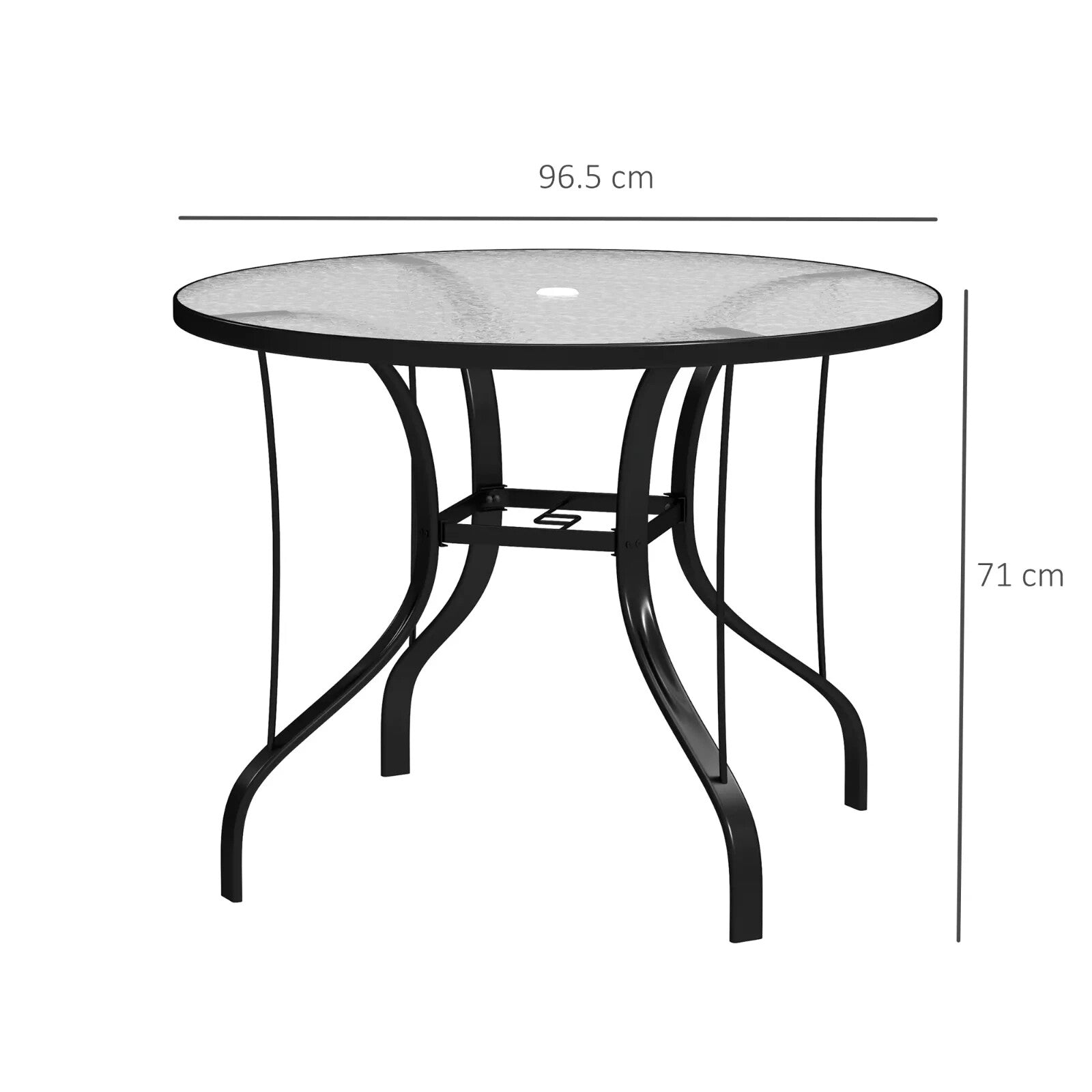 96.5×96.5×71cm Round Outdoor Dining Table with Tempered Glass Top & Parasol Hole - Home and Garden Furniture Shop - rustic - furniture