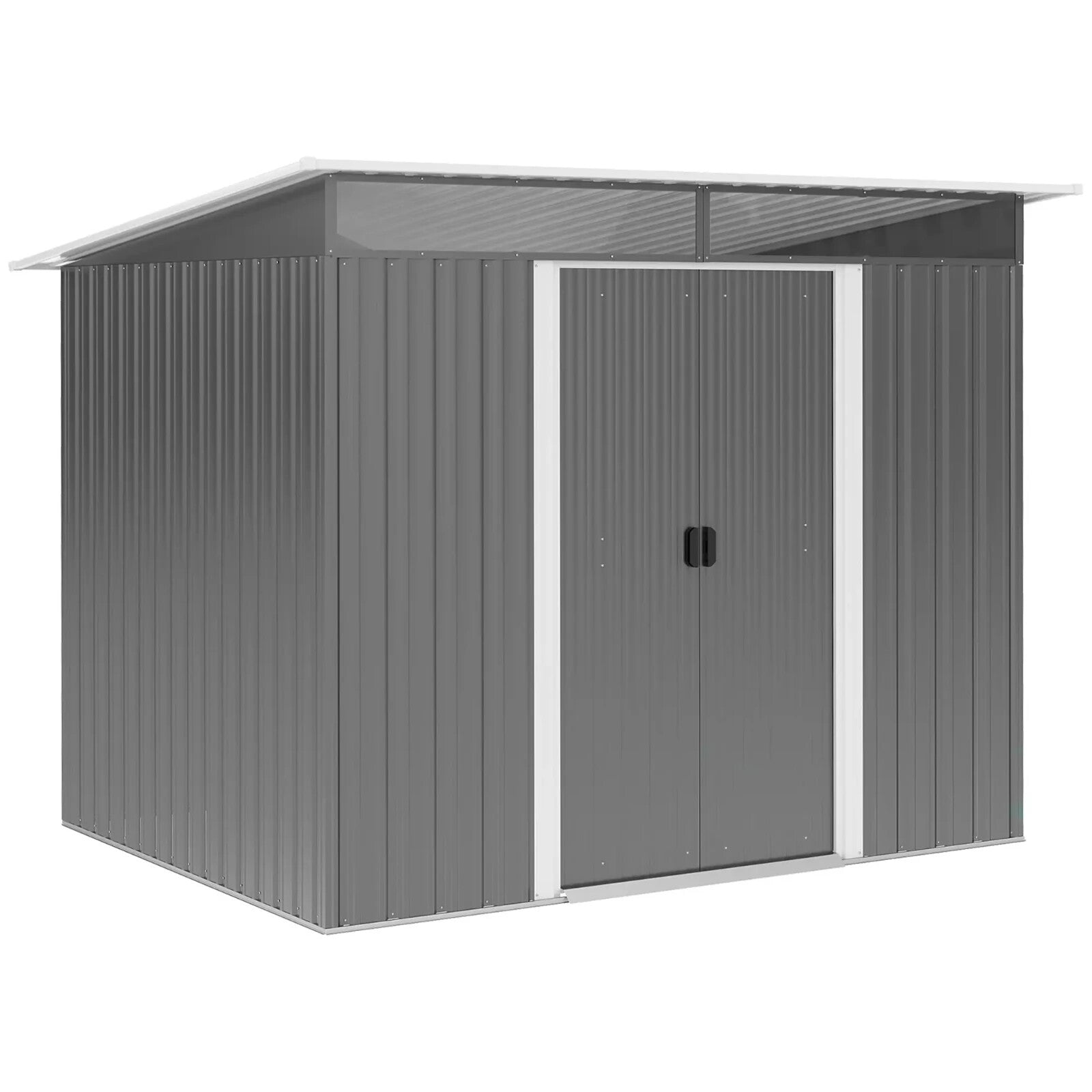 9x6 ft Metal Garden Shed Outdoor Storage Hut with Tilted Roof & Ventilation Grey - Home and Garden Furniture Shop - rustic - furniture