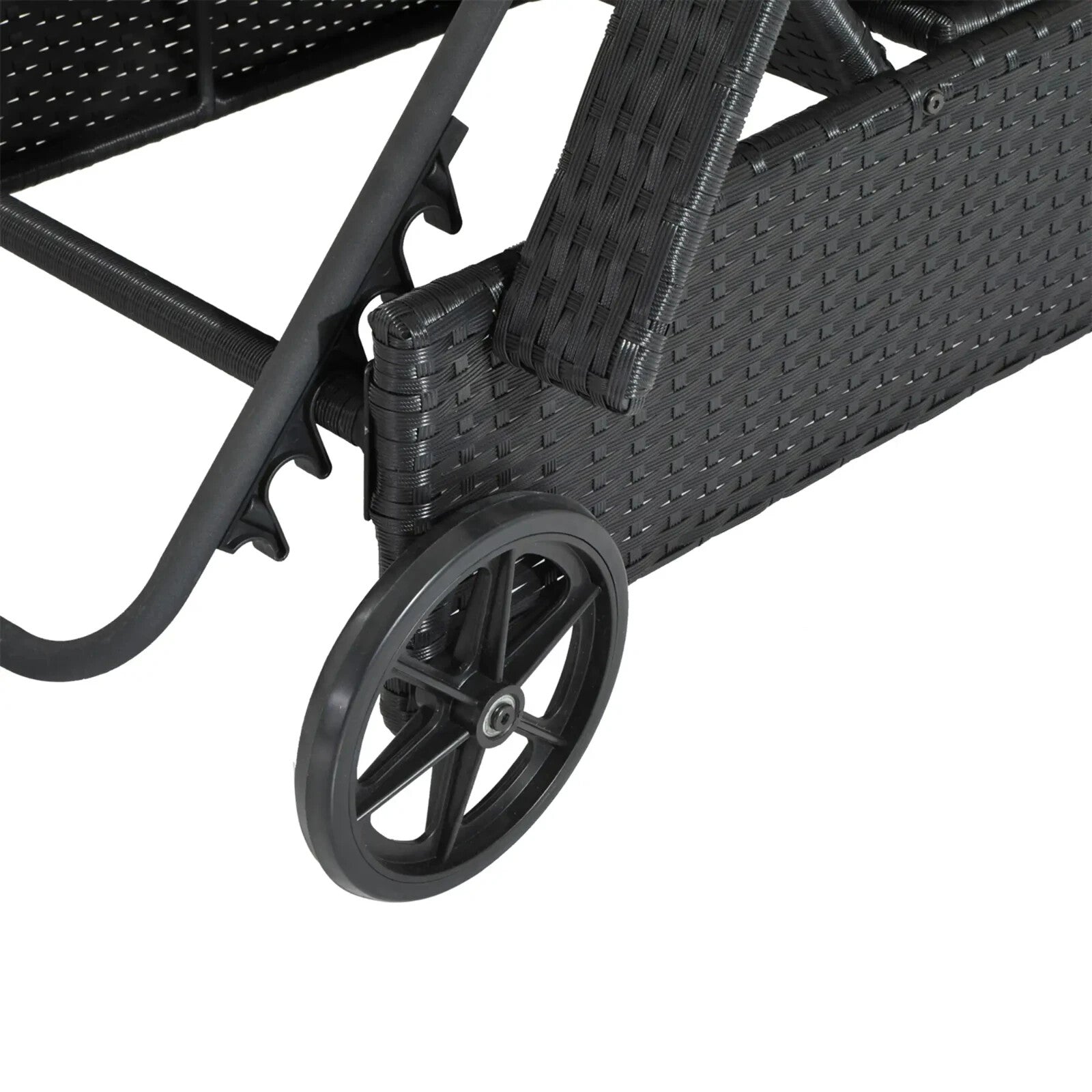 Adjustable Rattan Sun Lounger with Steel Frame, Cushion, and Wheels 200cm x 73cm - Home and Garden Furniture Shop - rustic - furniture