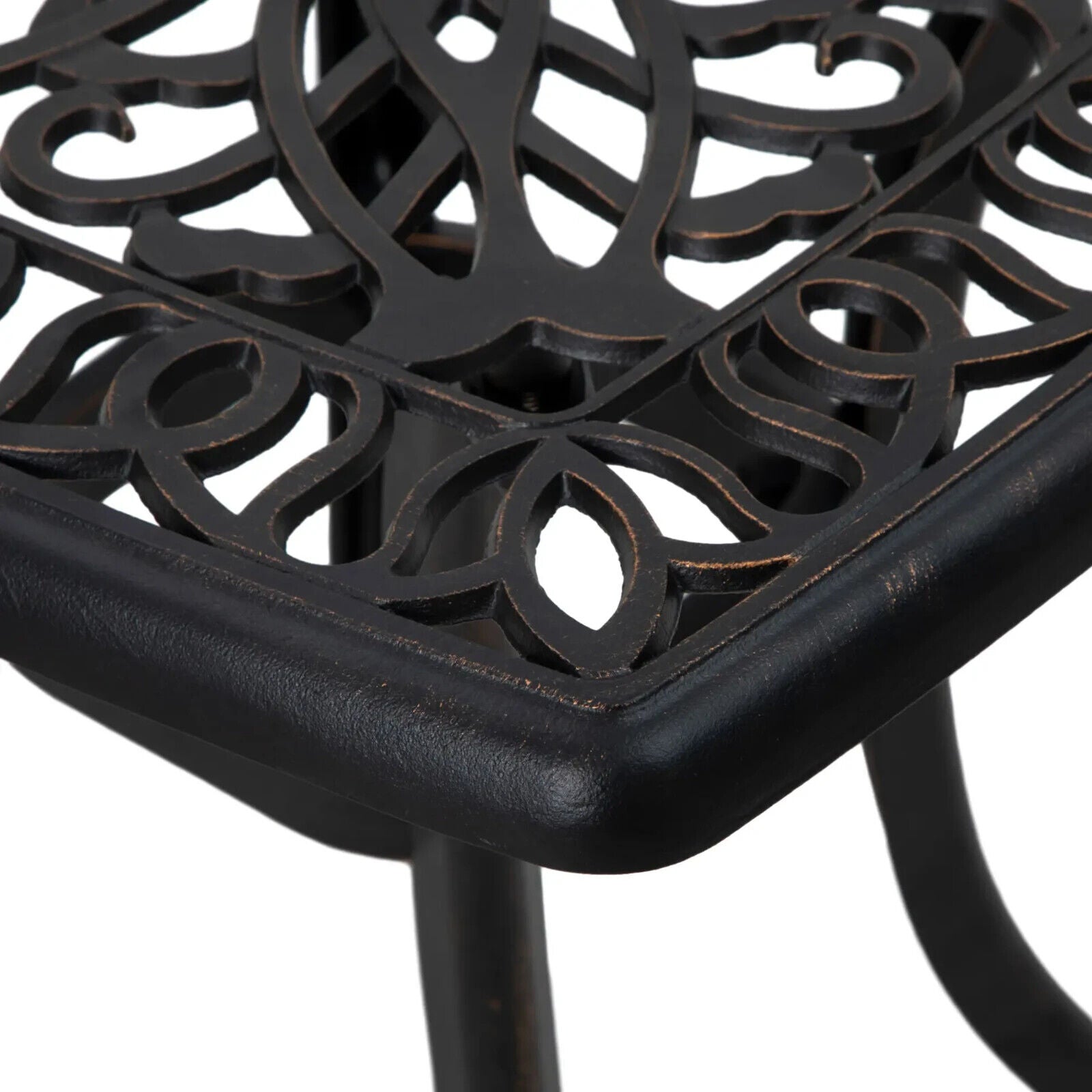 Aluminium Square Bistro Table Garden Side Table with Umbrella Hole Bronze Tone - Home and Garden Furniture Shop - #rustic - furniture#