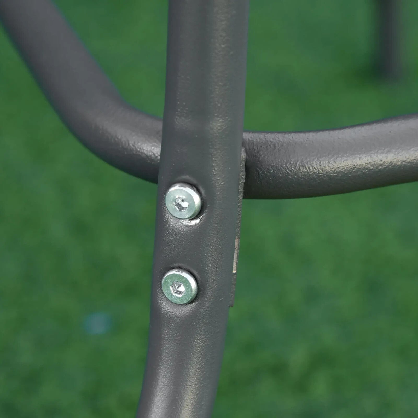 Aquatex Glass Garden Table w/ Curved Metal Frame & Parasol Hole for Outdoor Use - Home and Garden Furniture Shop - rustic - furniture