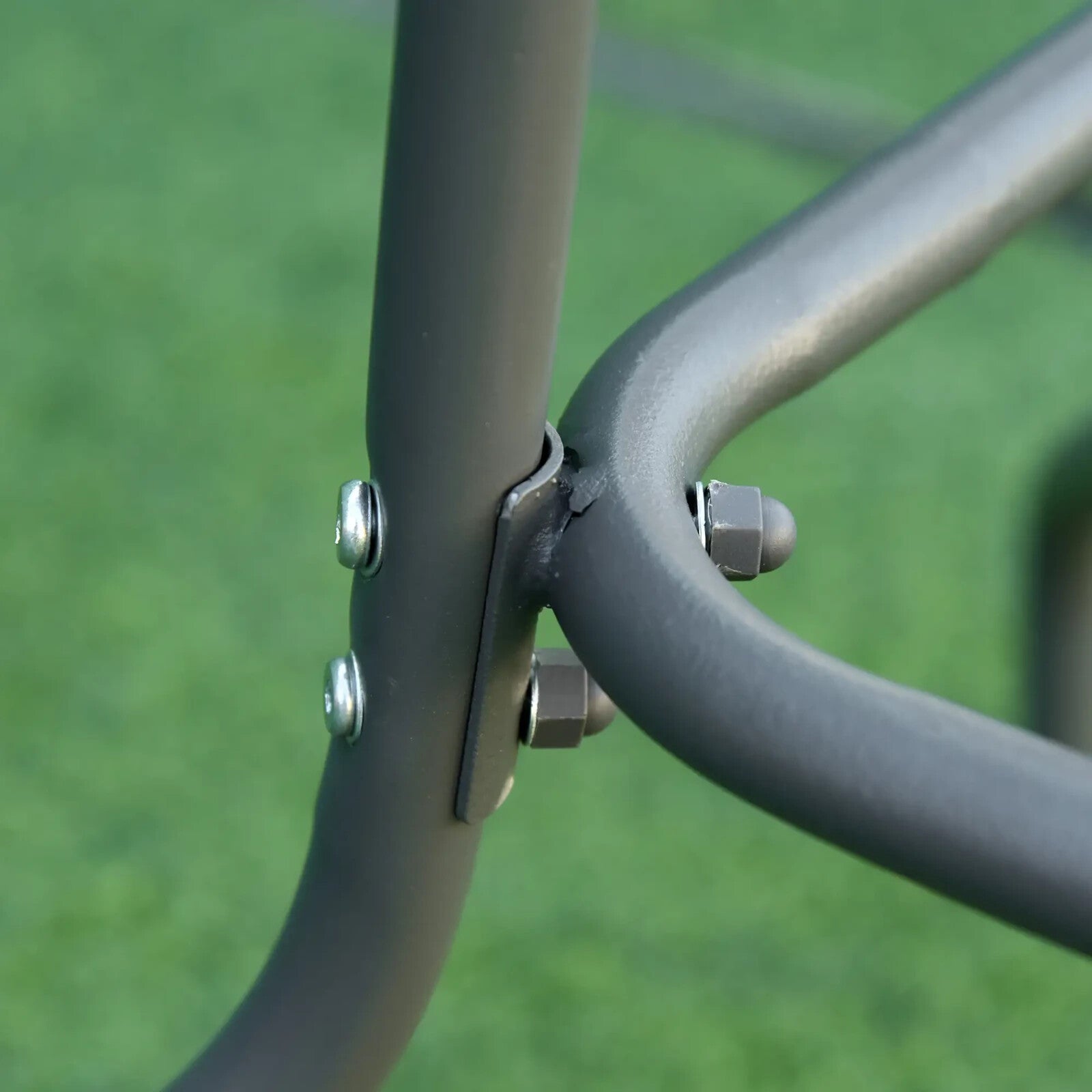 Aquatex Glass Garden Table w/ Curved Metal Frame & Parasol Hole for Outdoor Use - Home and Garden Furniture Shop - rustic - furniture