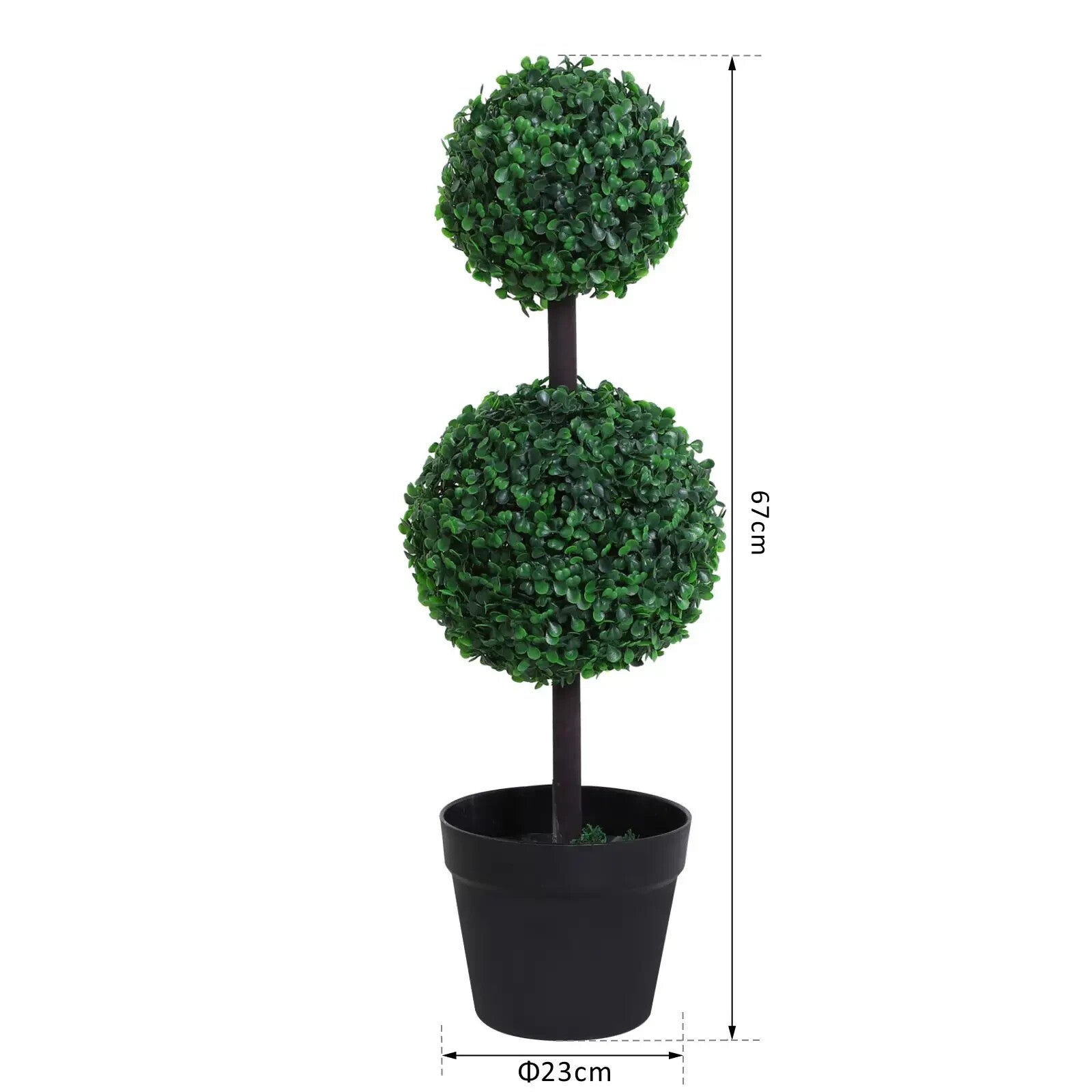Artificial Boxwood Plant Set of 2 Double Balls Topiary with Black Pot Green - Home and Garden Furniture Shop - rustic - furniture
