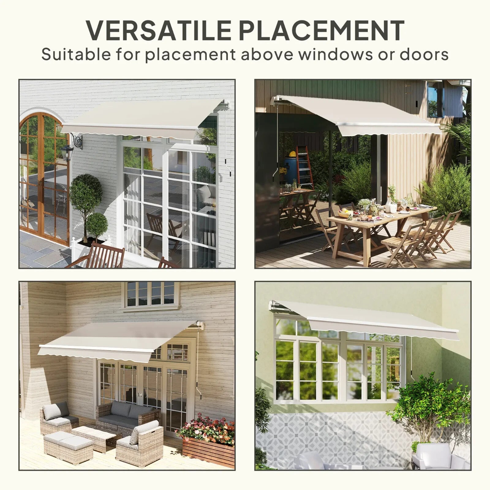 Awning Replacement Canopy Fabric Only Shade Cover Water Resistant Cream White - Home and Garden Furniture Shop - rustic - furniture