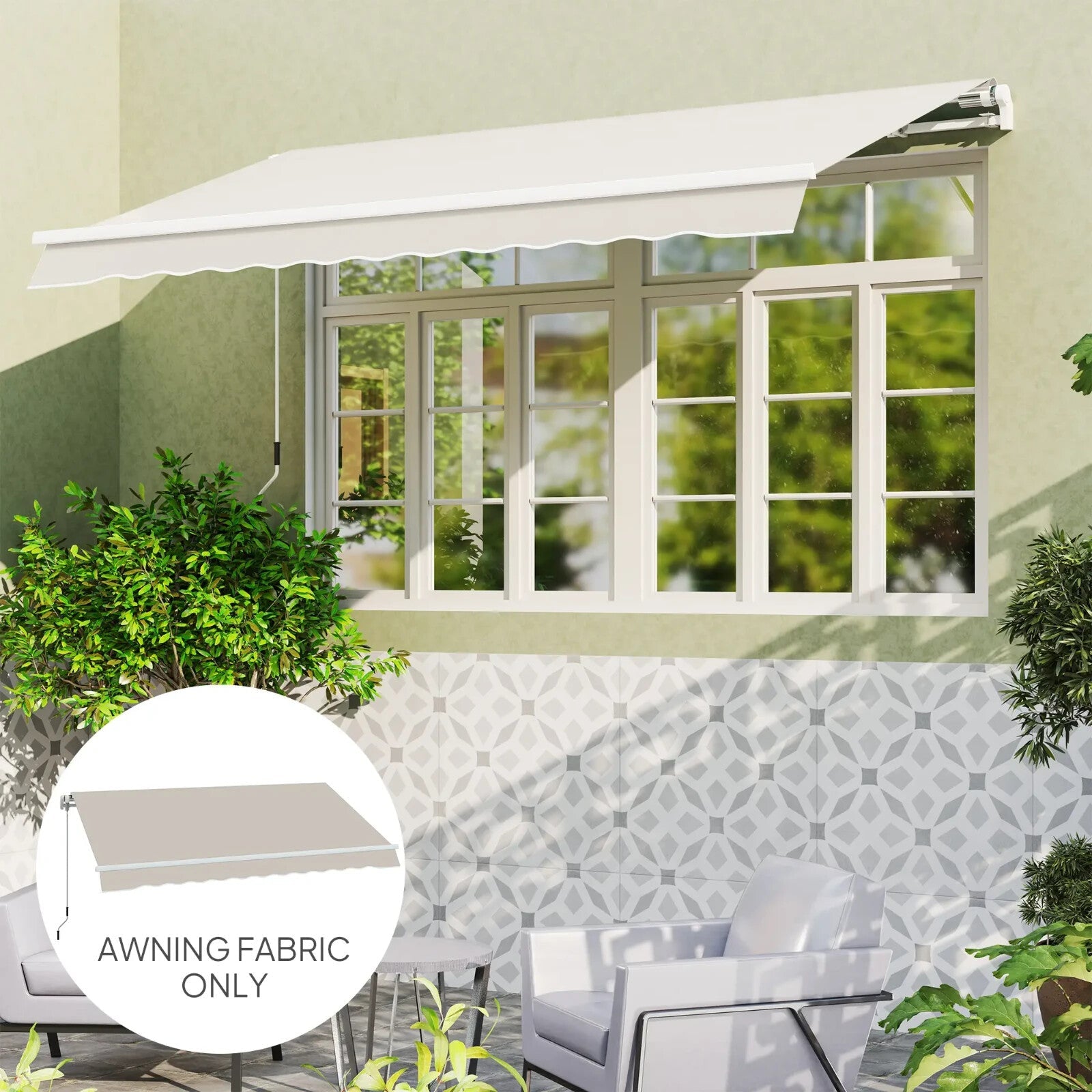 Awning Replacement Canopy Fabric Only Shade Cover Water Resistant Cream White - Home and Garden Furniture Shop - rustic - furniture