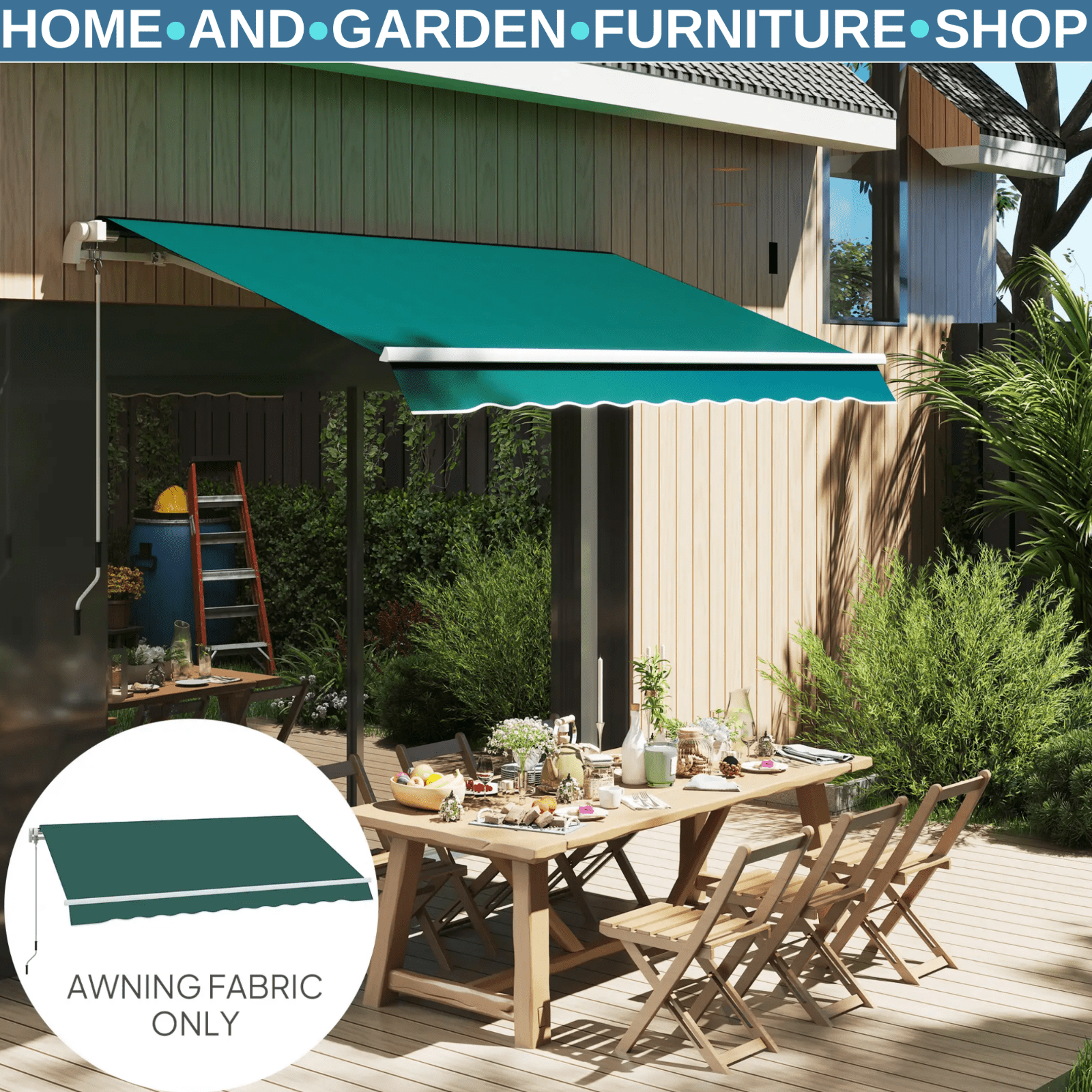Awning Replacement Canopy Fabric Only Sun Shade Cover Water Resistant Green - Home and Garden Furniture Shop - rustic - furniture