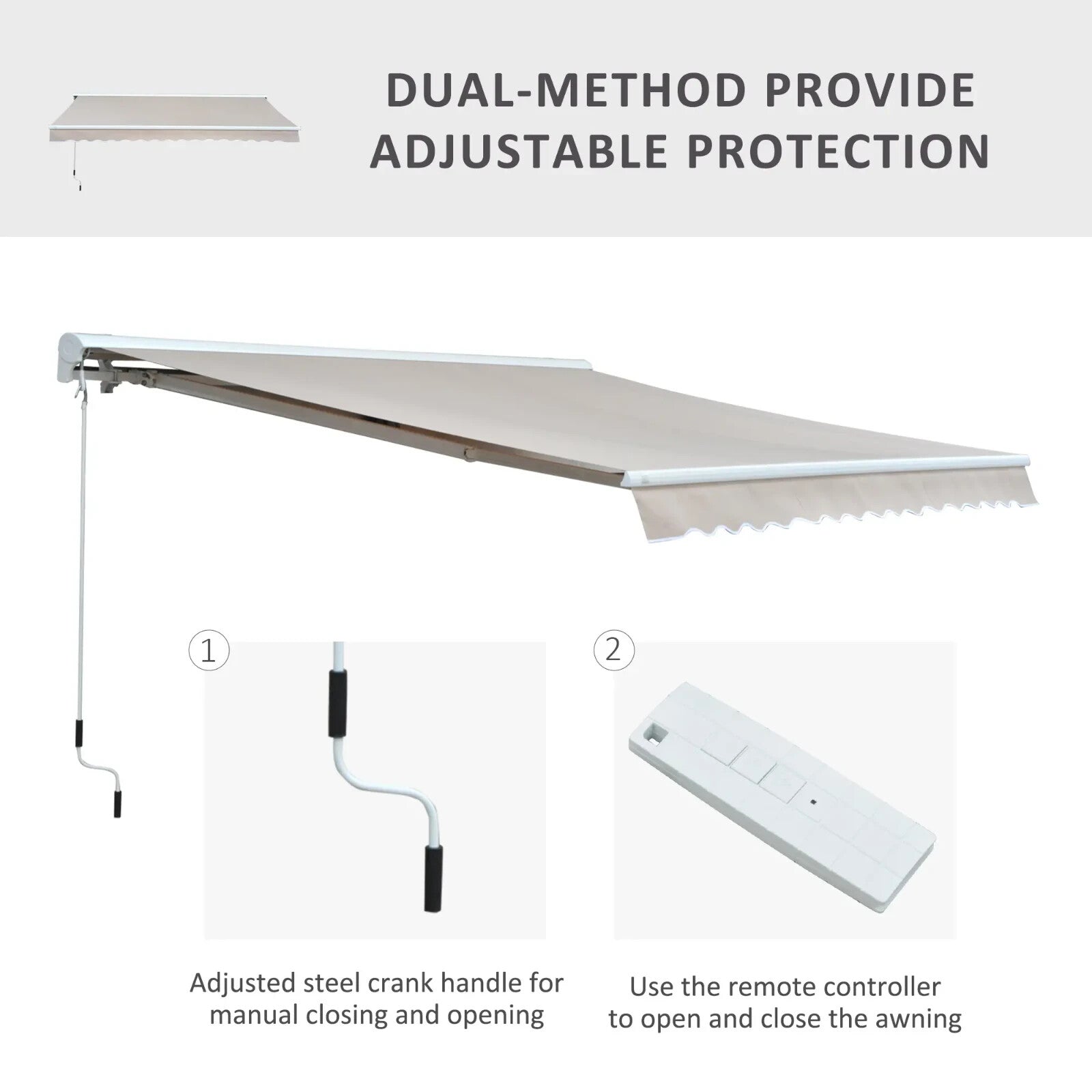 Awning Retractable Canopy Manual/Electric Rectangular Patio Shelter Cream White - Home and Garden Furniture Shop - rustic - furniture