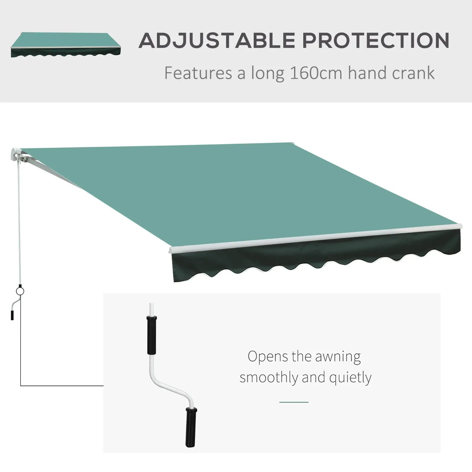 Awning Retractable Canopy Water - Resistant with Crank & Height Adjustable Green - Home and Garden Furniture Shop - #rustic - furniture#