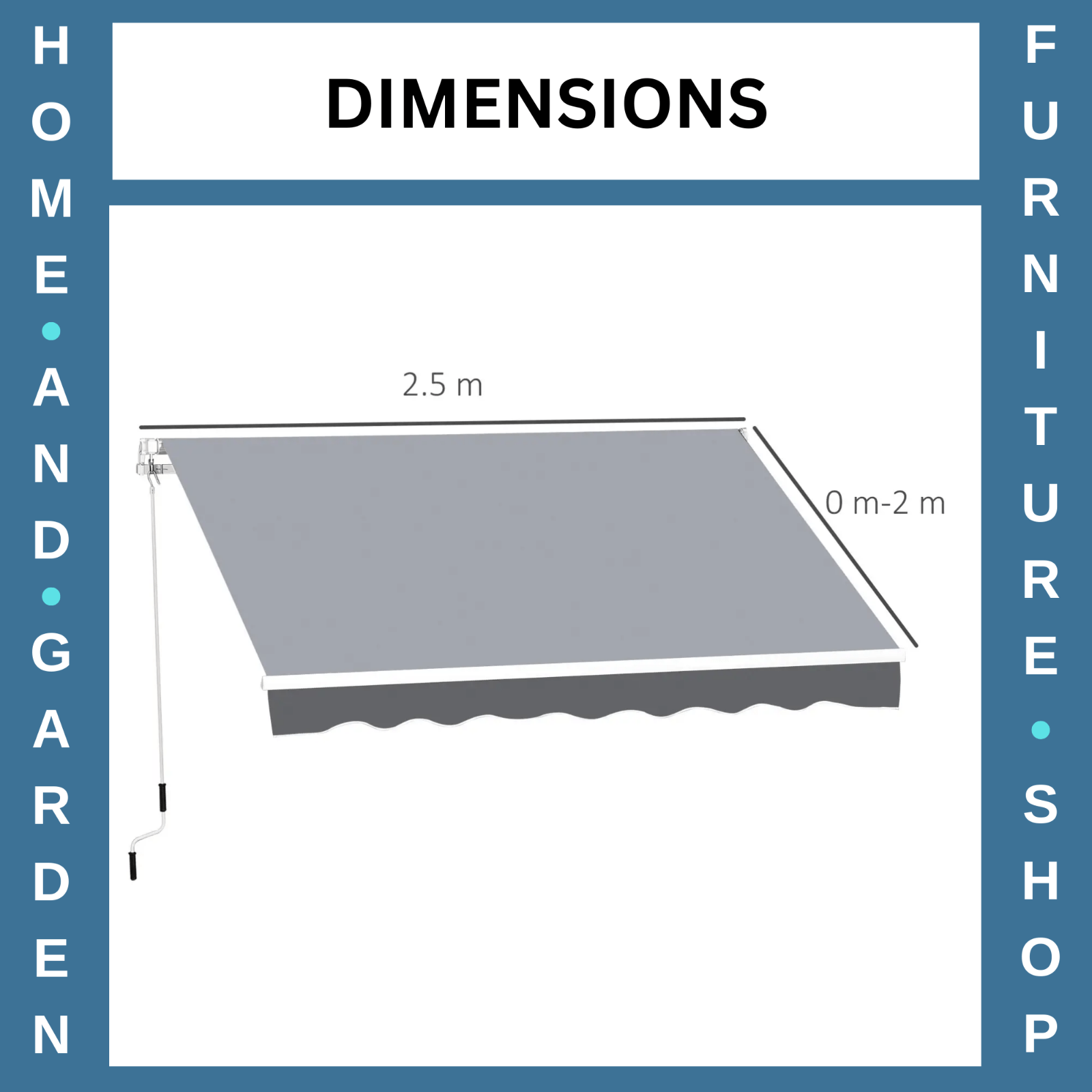 Awning Retractable Sun Shade Canopy w/ Winding Handle & Height Adjustable Grey - Home and Garden Furniture Shop - rustic - furniture