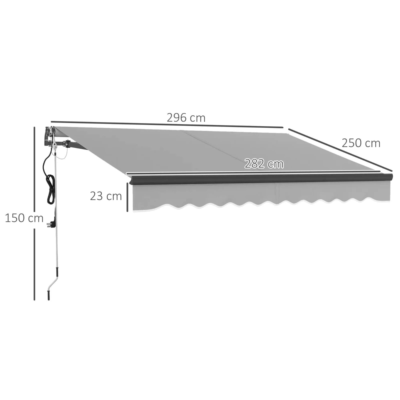 Awning Retractable Sun Shade Canopy with Remote Control & Electric Light Grey - Home and Garden Furniture Shop - #rustic - furniture#