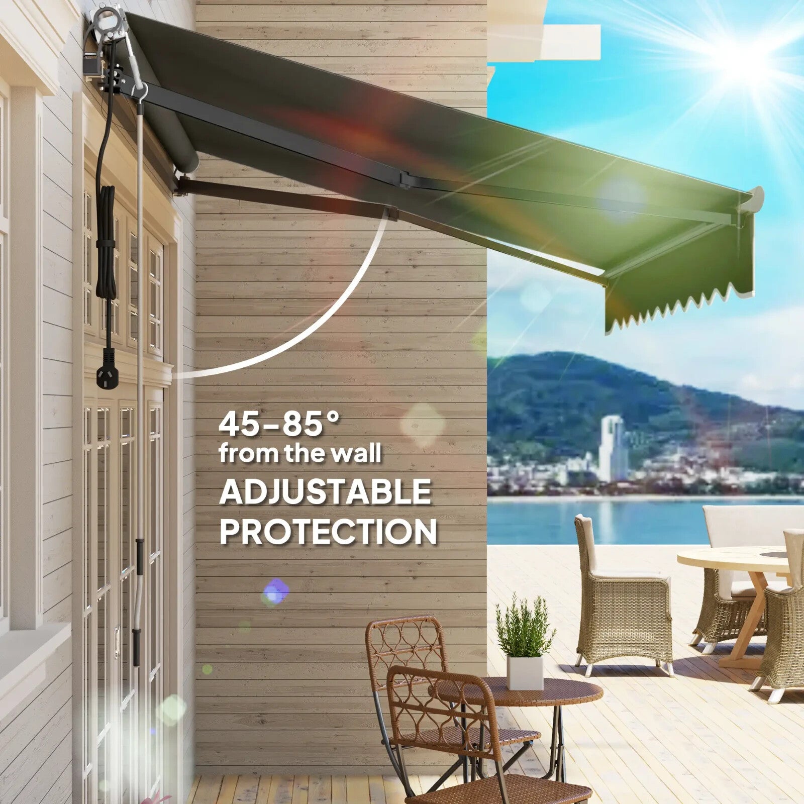 Awning Retractable Sun Shelter Canopy with Remote Control & Electric Dark Grey - Home and Garden Furniture Shop - rustic - furniture