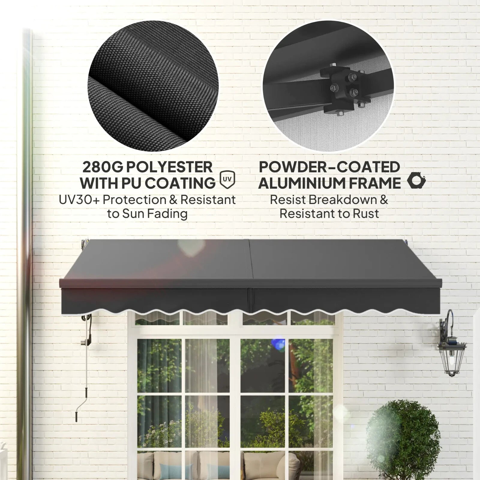 Awning Retractable Sun Shelter Canopy with Remote Control & Electric Dark Grey - Home and Garden Furniture Shop - rustic - furniture