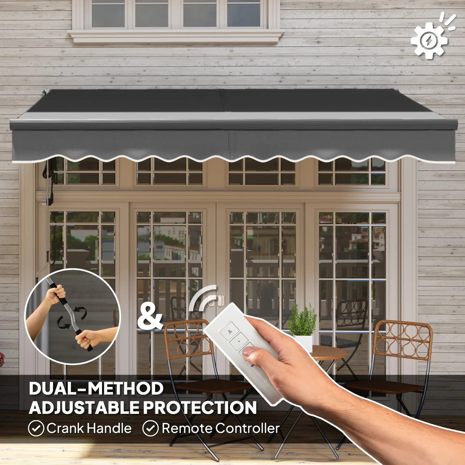 Awning Retractable Sun Shelter Canopy with Remote Control & Electric Dark Grey - Home and Garden Furniture Shop - rustic - furniture