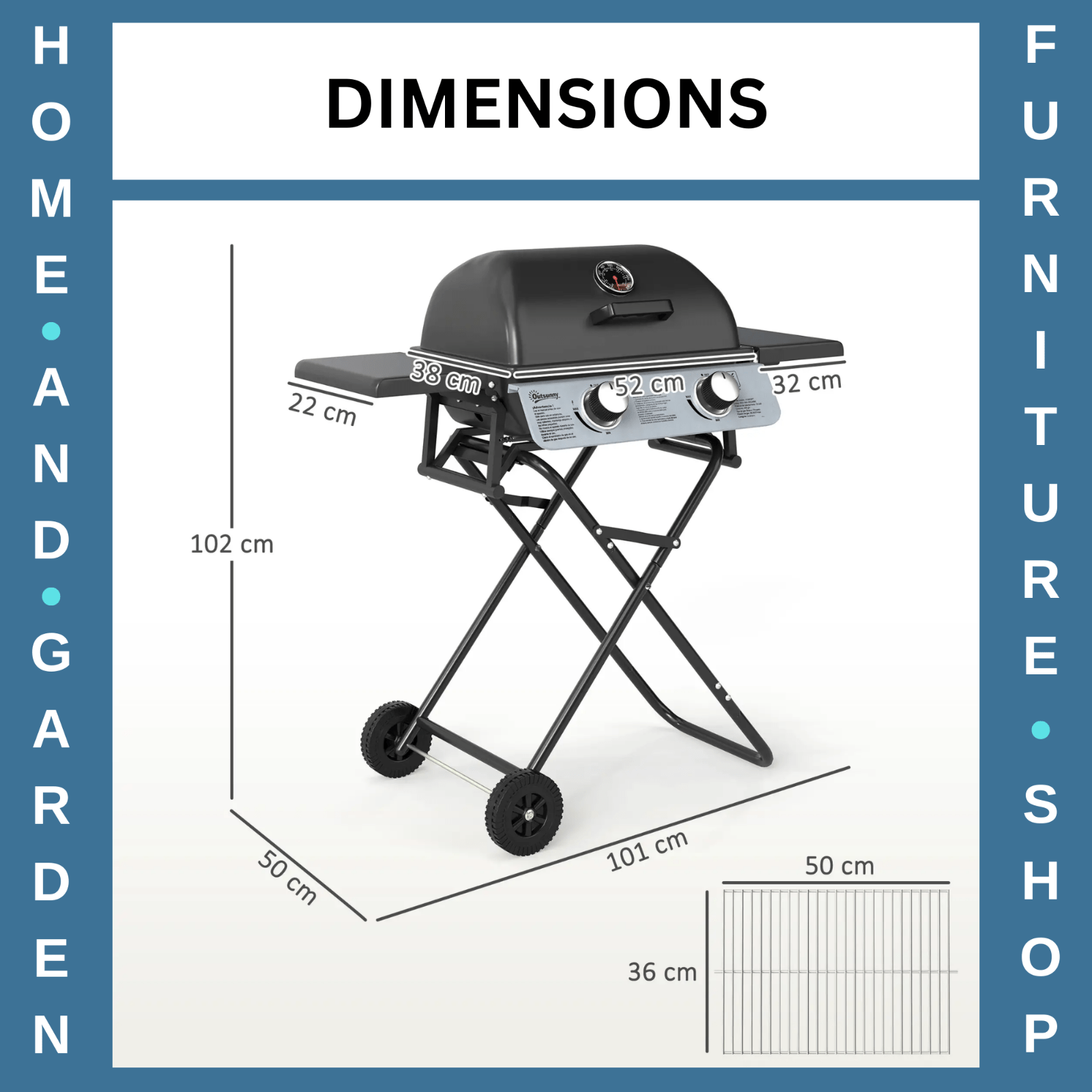 Barbecue Grill 2 Burner Suitcase Portable w/ Lid, Thermometer & Drip Tray Black - Home and Garden Furniture Shop - rustic - furniture