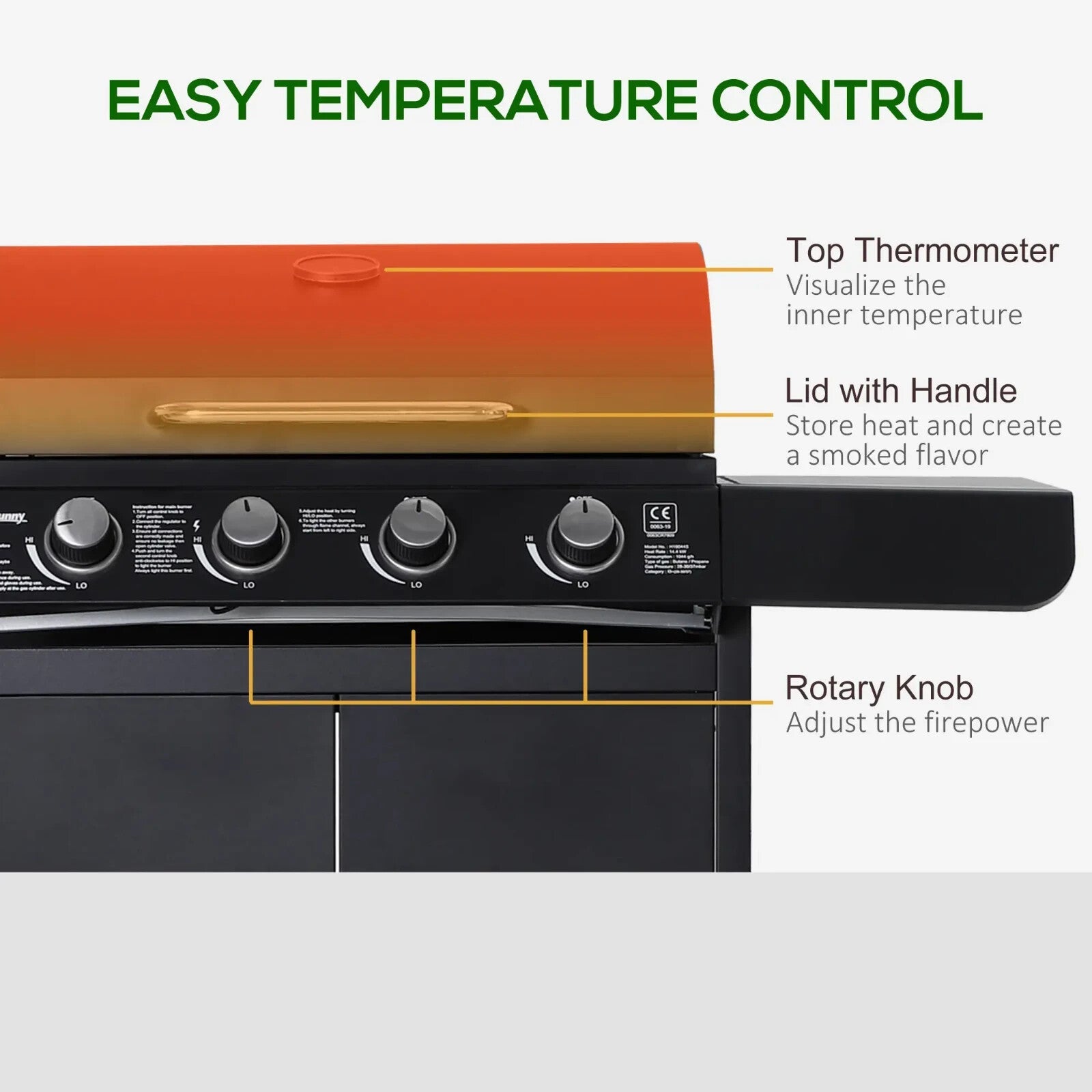 Barbecue Grill Trolley Gas Burner w/ Cabinet, Warming Rack & Side Shelves Black - Home and Garden Furniture Shop - rustic - furniture