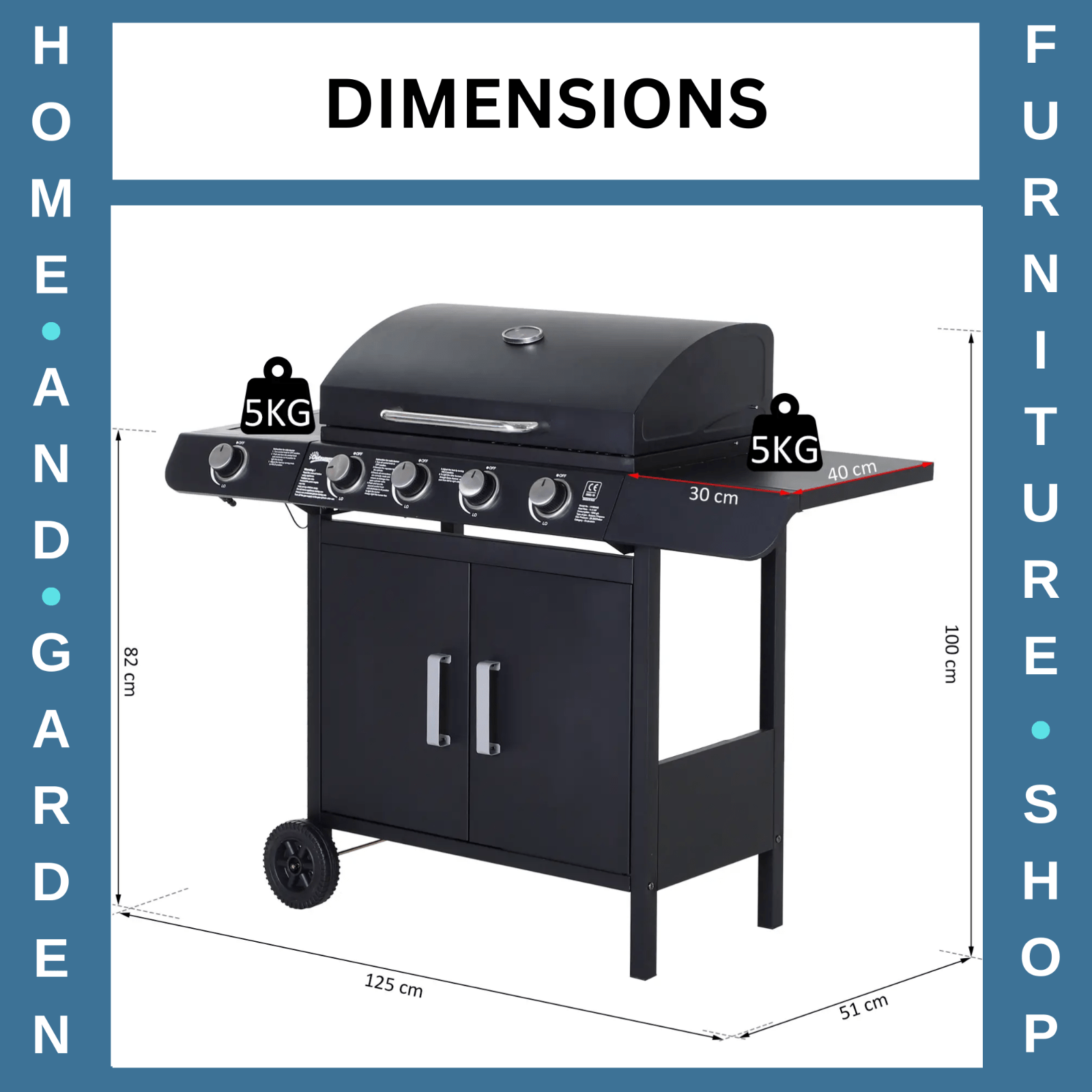 Barbecue Grill Trolley Gas Burner w/ Cabinet, Warming Rack & Side Shelves Black - Home and Garden Furniture Shop - rustic - furniture