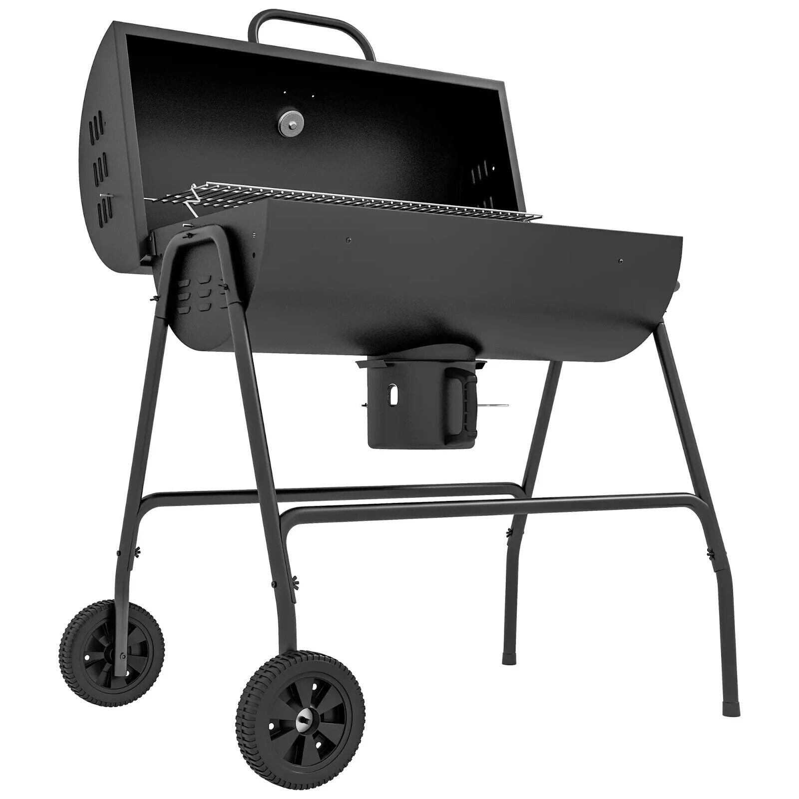 Barrel Charcoal BBQ Grill Trolley with Wheels, Ash Catchers and Thermometer - Home and Garden Furniture Shop - #rustic - furniture#