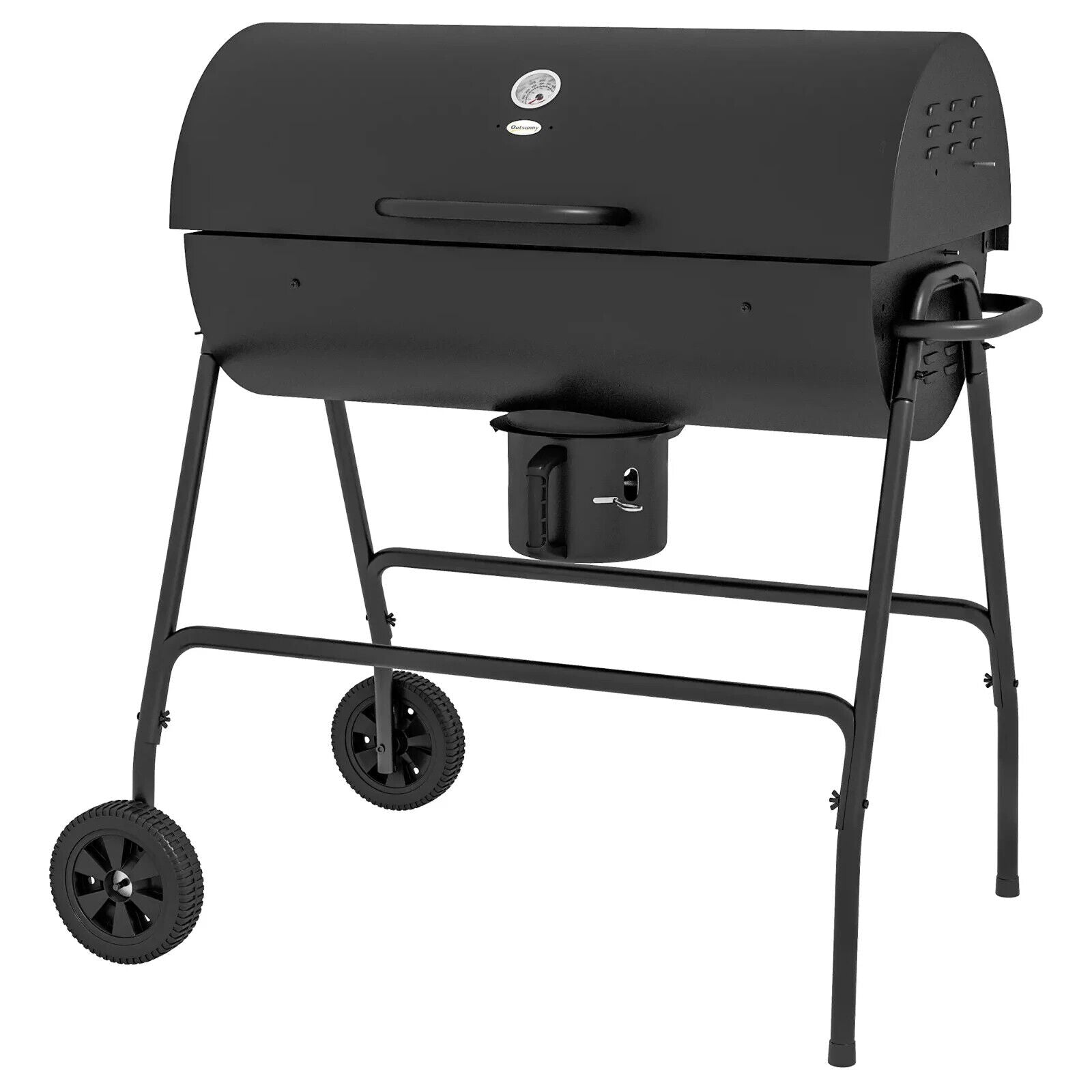 Barrel Charcoal BBQ Grill Trolley with Wheels, Ash Catchers and Thermometer - Home and Garden Furniture Shop - #rustic - furniture#