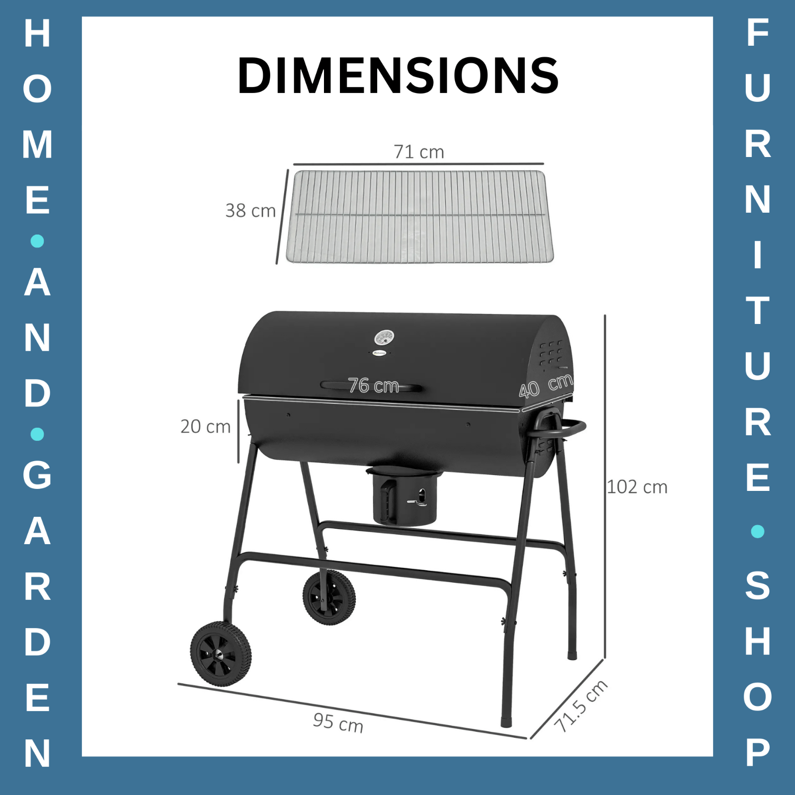 Barrel Charcoal BBQ Grill Trolley with Wheels, Ash Catchers and Thermometer - Home and Garden Furniture Shop - #rustic - furniture#