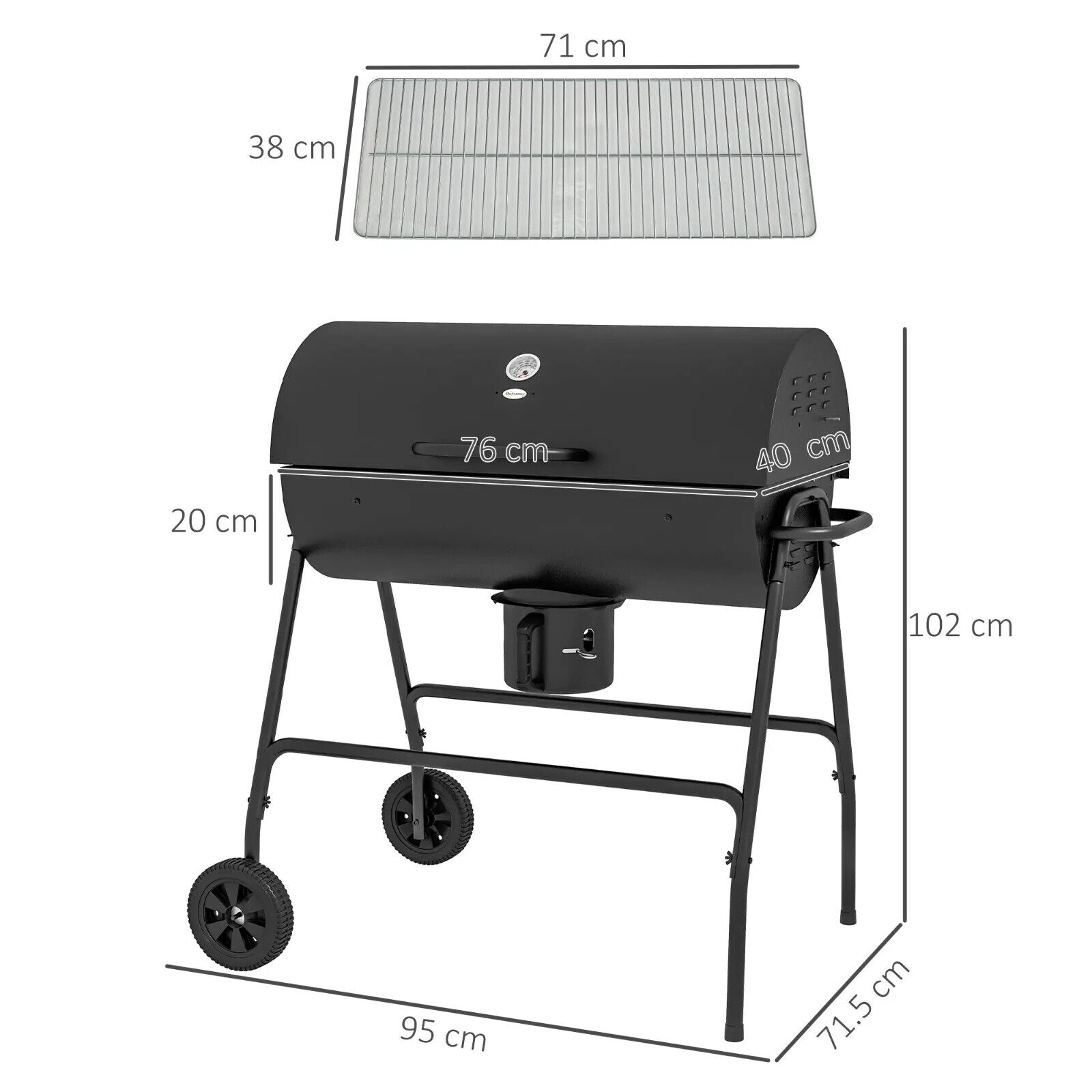 Barrel Charcoal BBQ Grill Trolley with Wheels, Ash Catchers and Thermometer - Home and Garden Furniture Shop - #rustic - furniture#