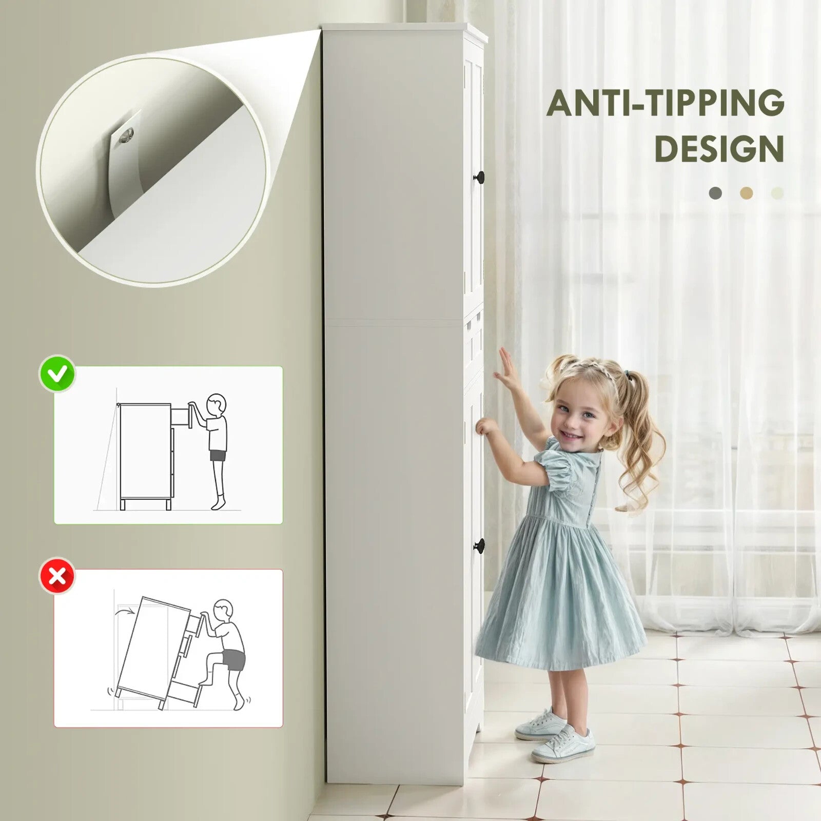 Bathroom Cabinet Tall Storage Cupboard With Drawer, Shelf and Doors White - Home and Garden Furniture Shop - rustic - furniture