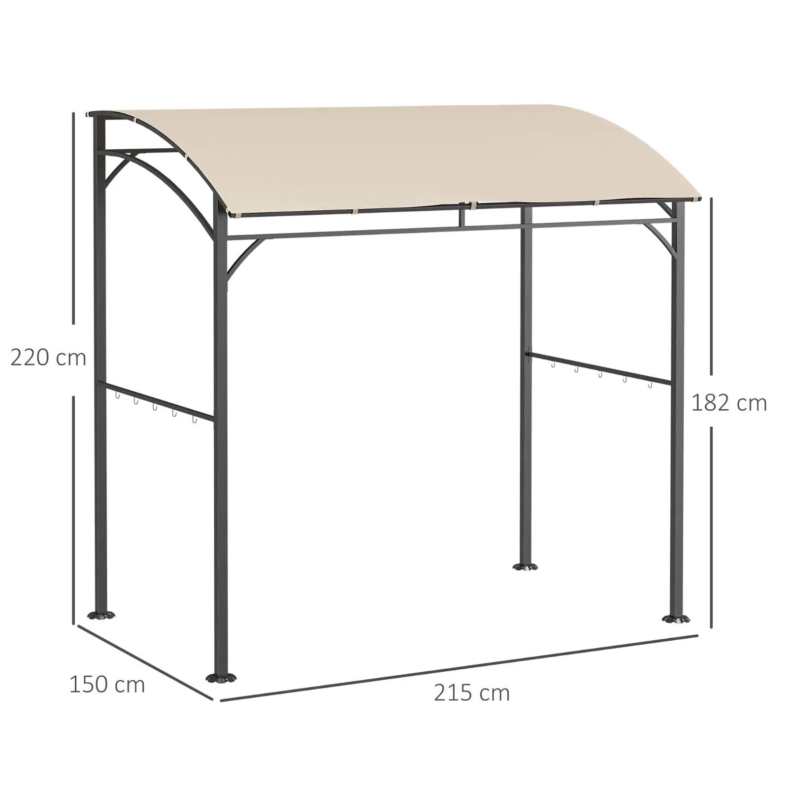 BBQ Gazebo Tent Outdoor BBQ Cooking Shelter 2.2 x 1.5 m Sun Shade Canopy Beige - Home and Garden Furniture Shop - #rustic - furniture#