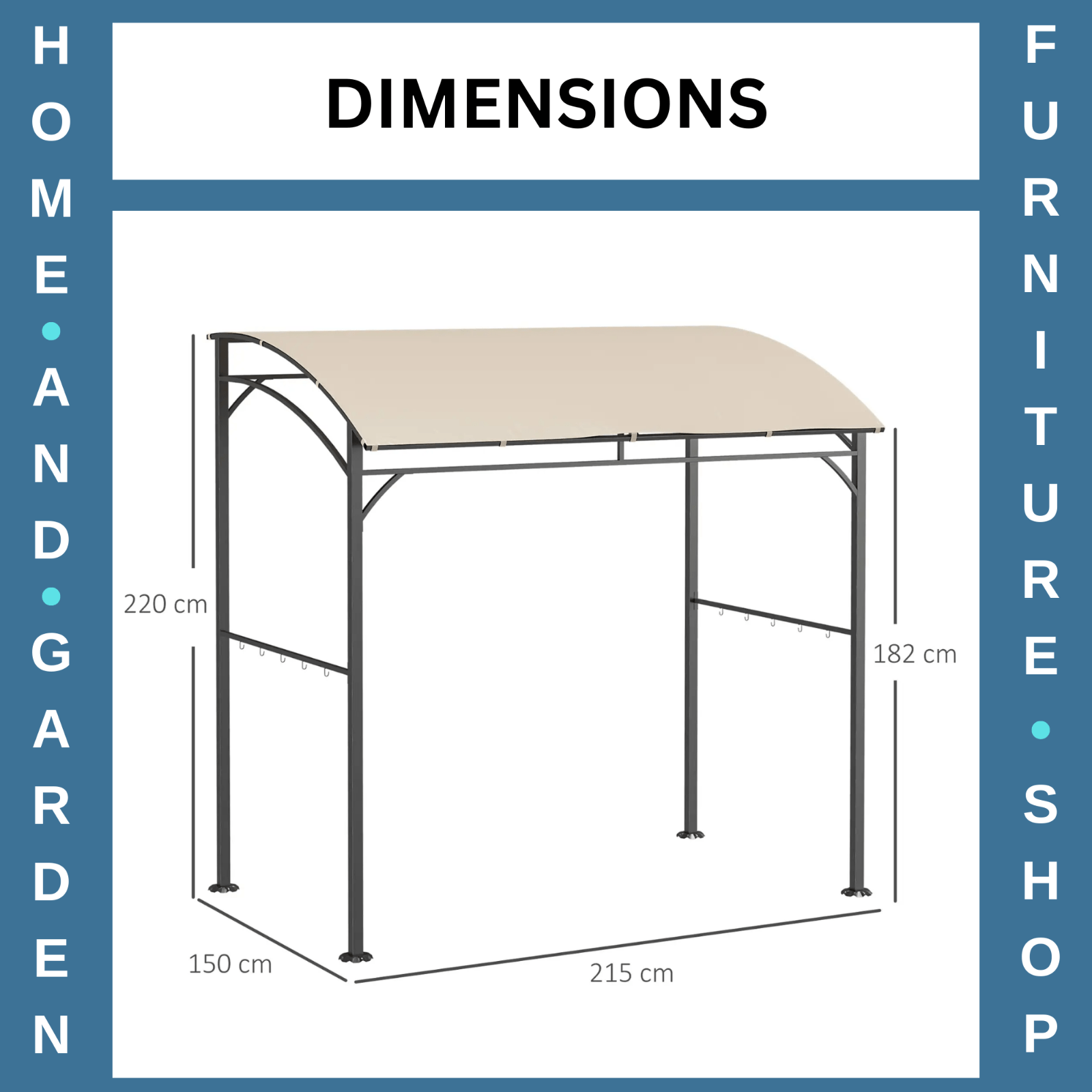 BBQ Gazebo Tent Outdoor BBQ Cooking Shelter 2.2 x 1.5 m Sun Shade Canopy Beige - Home and Garden Furniture Shop - #rustic - furniture#