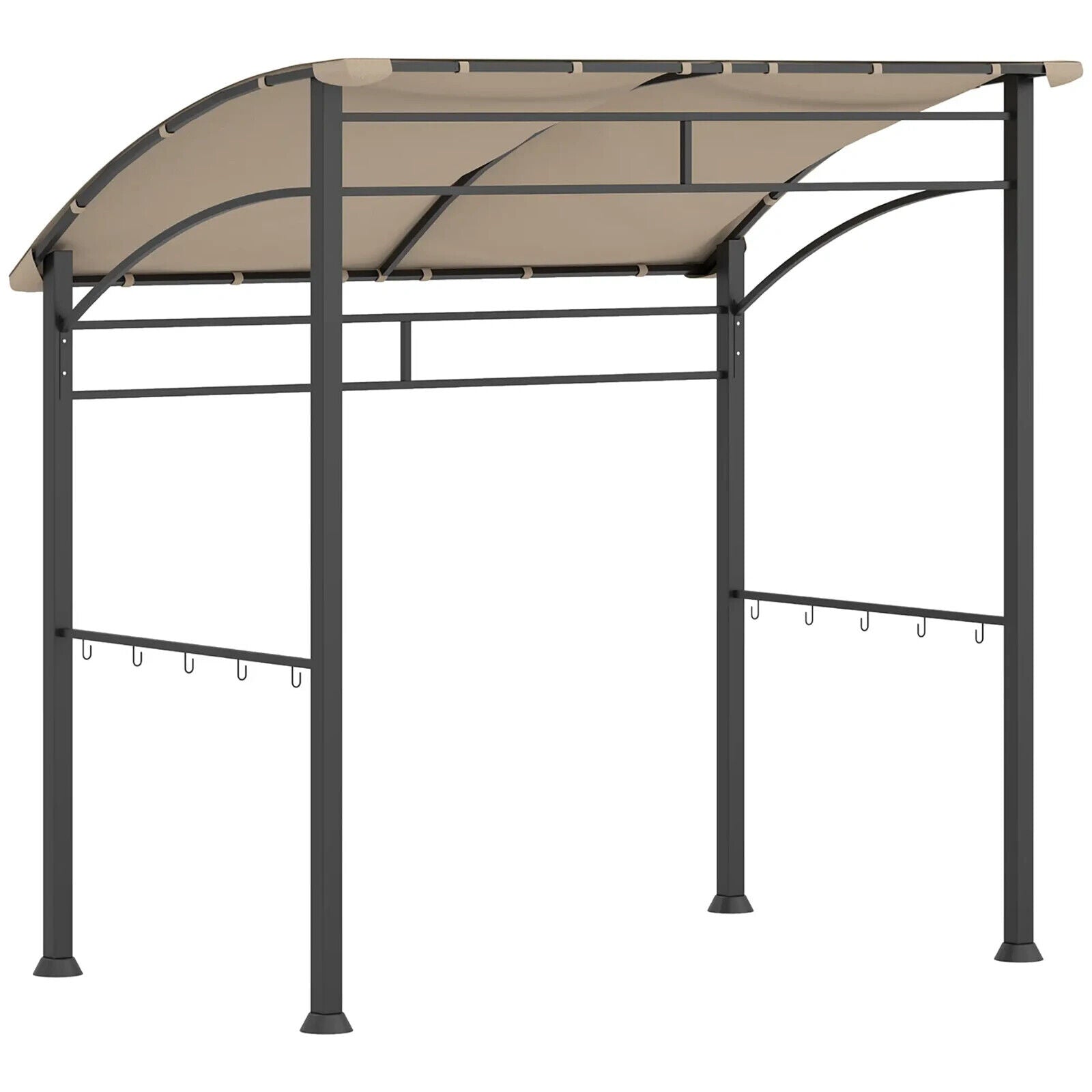 BBQ Gazebo Tent Sun Shade with Canopy 2.2 x 1.5m Patio BBQ Shelter Metal Khaki - Home and Garden Furniture Shop - #rustic - furniture#