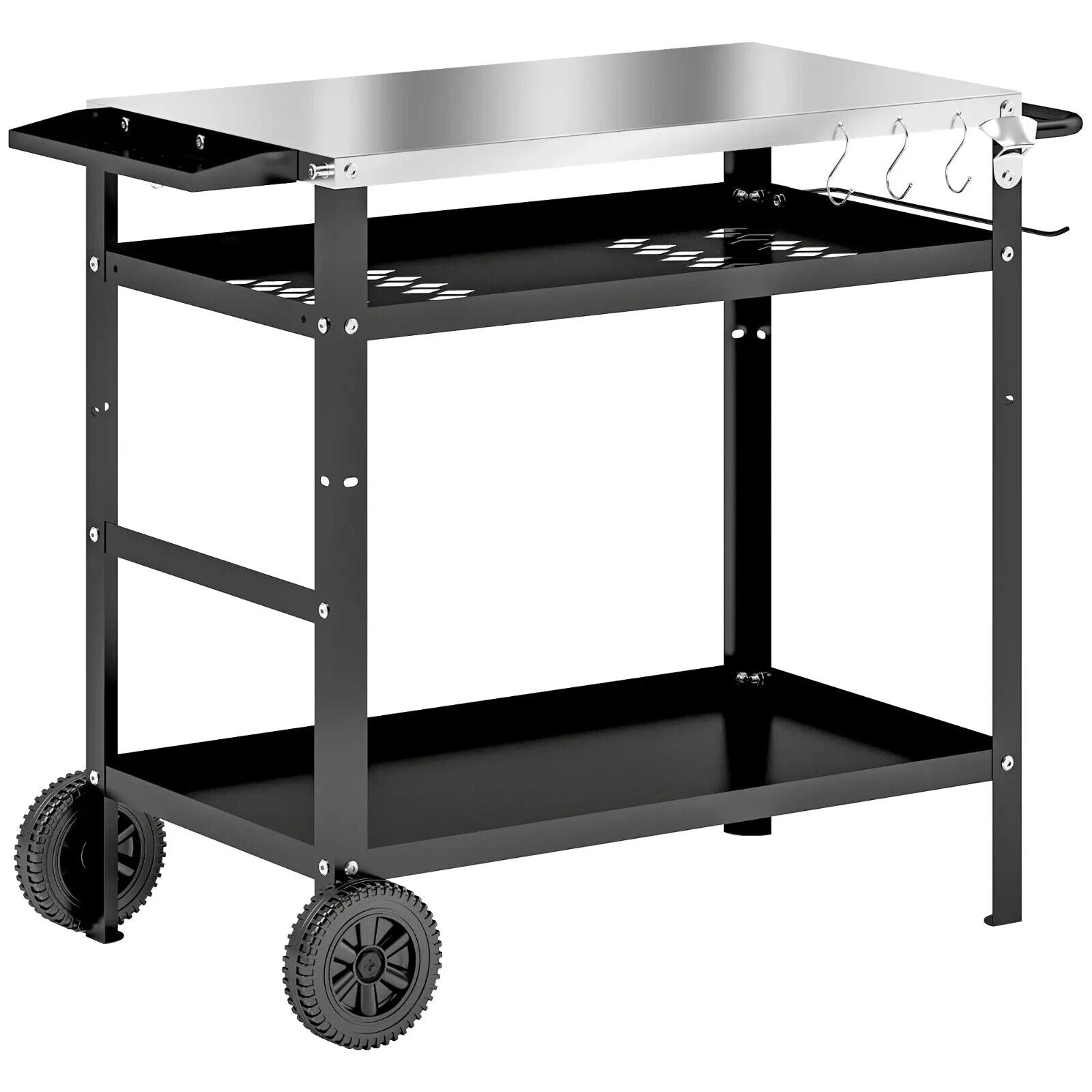 BBQ Trolley with Stainless Steel Top Adjustable Shelf Outdoor Kitchen Station - Home and Garden Furniture Shop - #rustic - furniture#