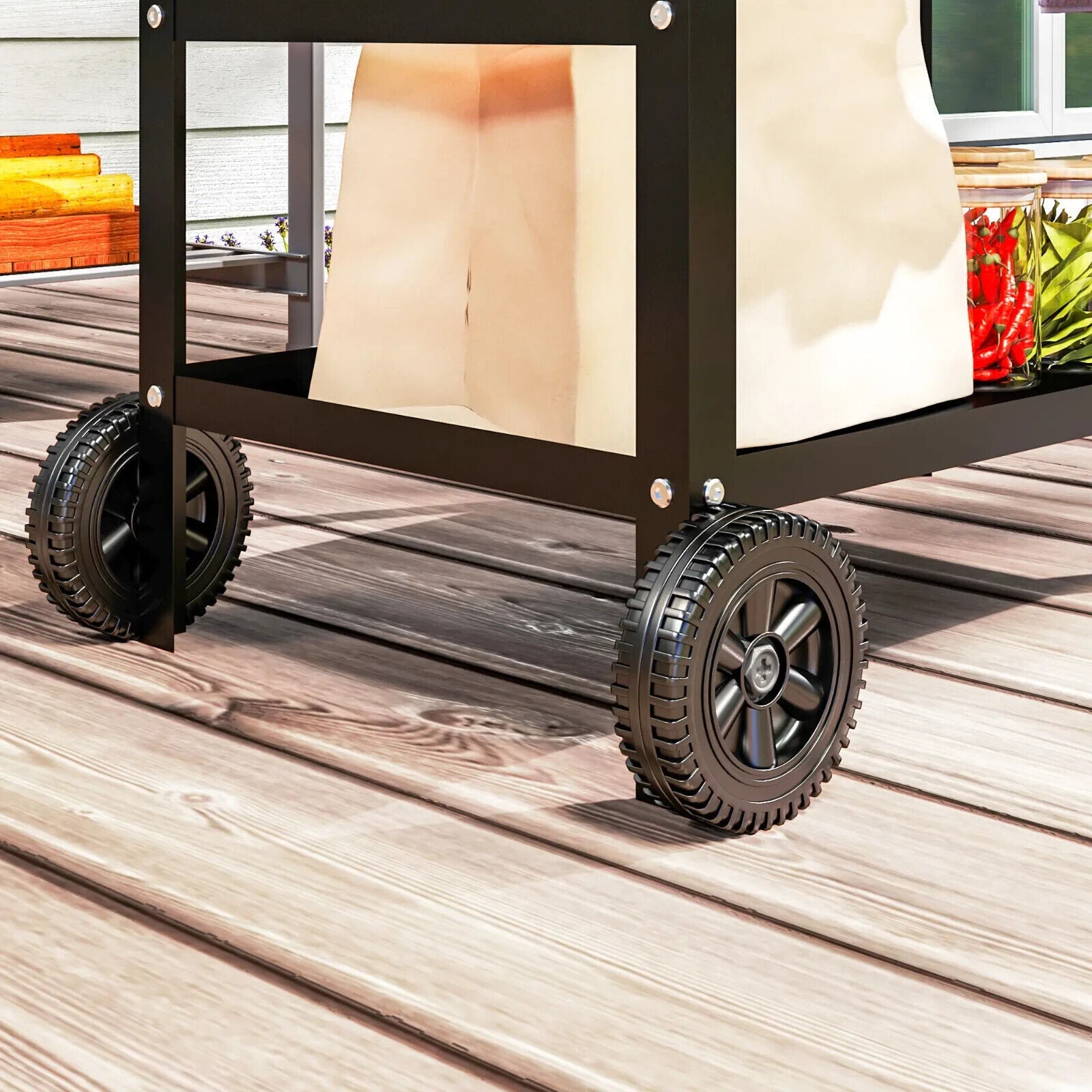 BBQ Trolley with Stainless Steel Top Adjustable Shelf Outdoor Kitchen Station - Home and Garden Furniture Shop - #rustic - furniture#