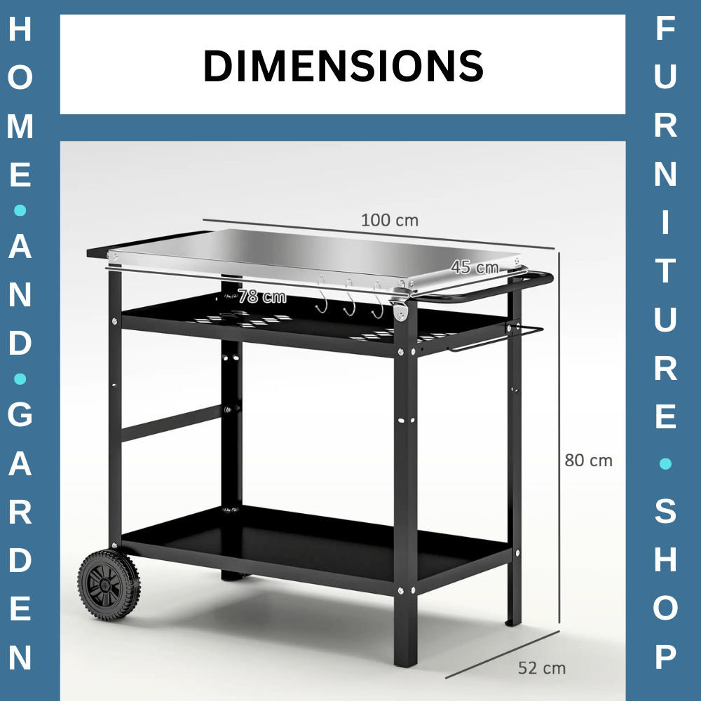 BBQ Trolley with Stainless Steel Top Adjustable Shelf Outdoor Kitchen Station - Home and Garden Furniture Shop - #rustic - furniture#