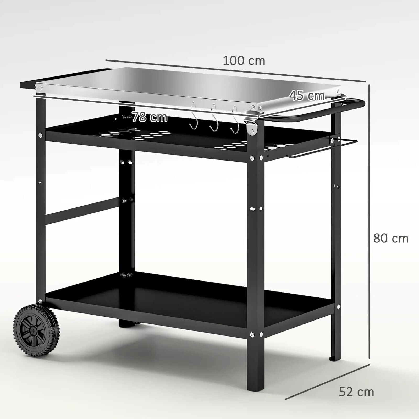 BBQ Trolley with Stainless Steel Top Adjustable Shelf Outdoor Kitchen Station - Home and Garden Furniture Shop - #rustic - furniture#
