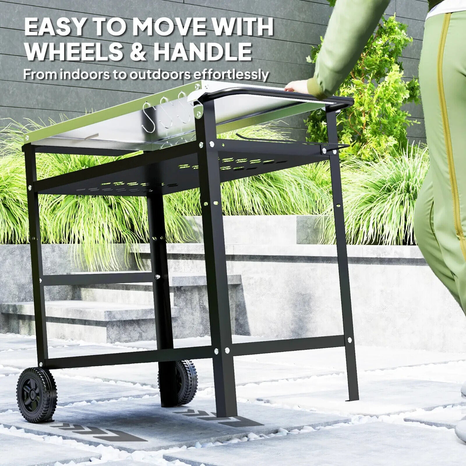 BBQ Trolley with Stainless Steel Top Adjustable Shelf Outdoor Kitchen Station - Home and Garden Furniture Shop - #rustic - furniture#