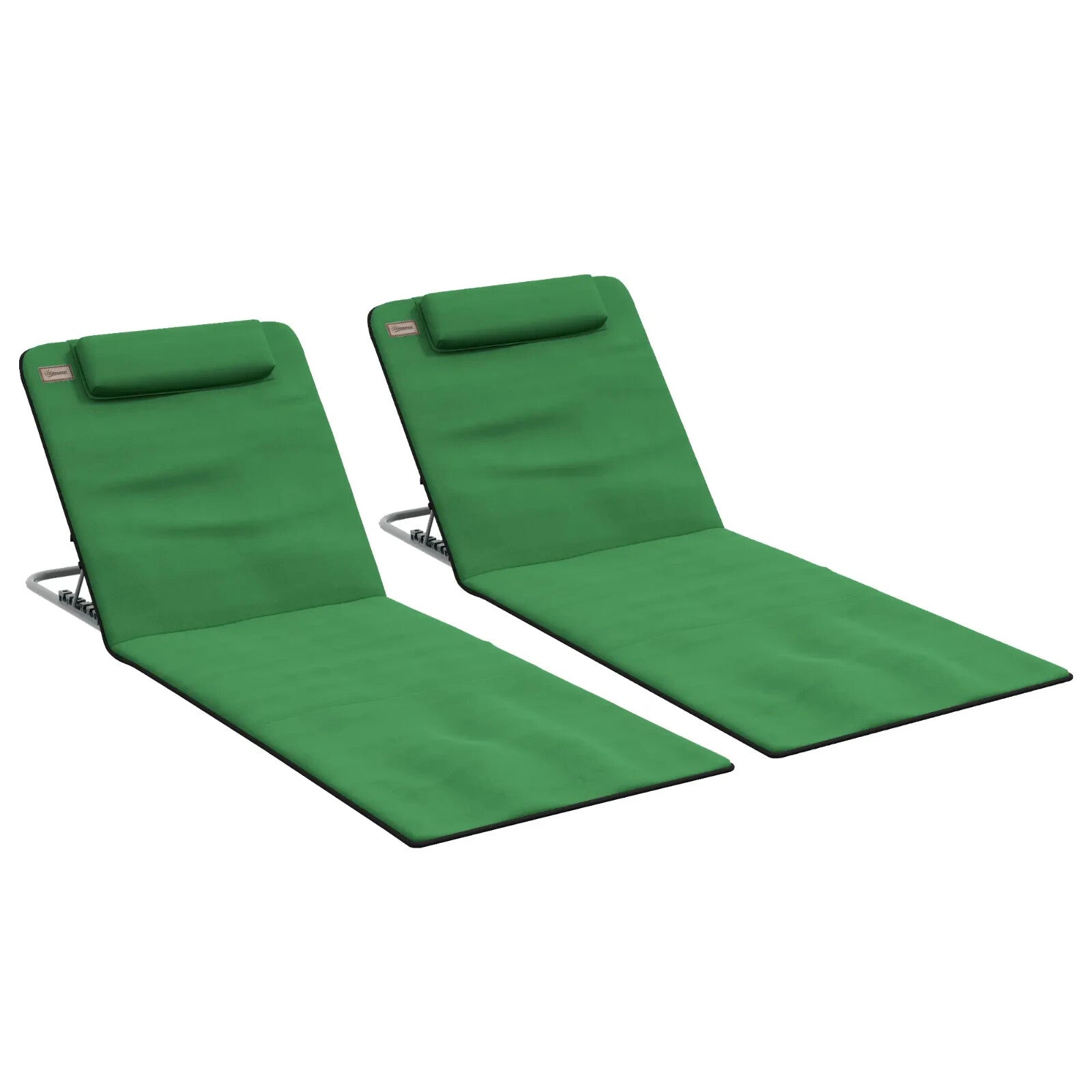 Beach Mat Chairs Set 2 - PCS w/ Padded Pillow & 5 - Level Adjustable Backrest Green - Home and Garden Furniture Shop - rustic - furniture