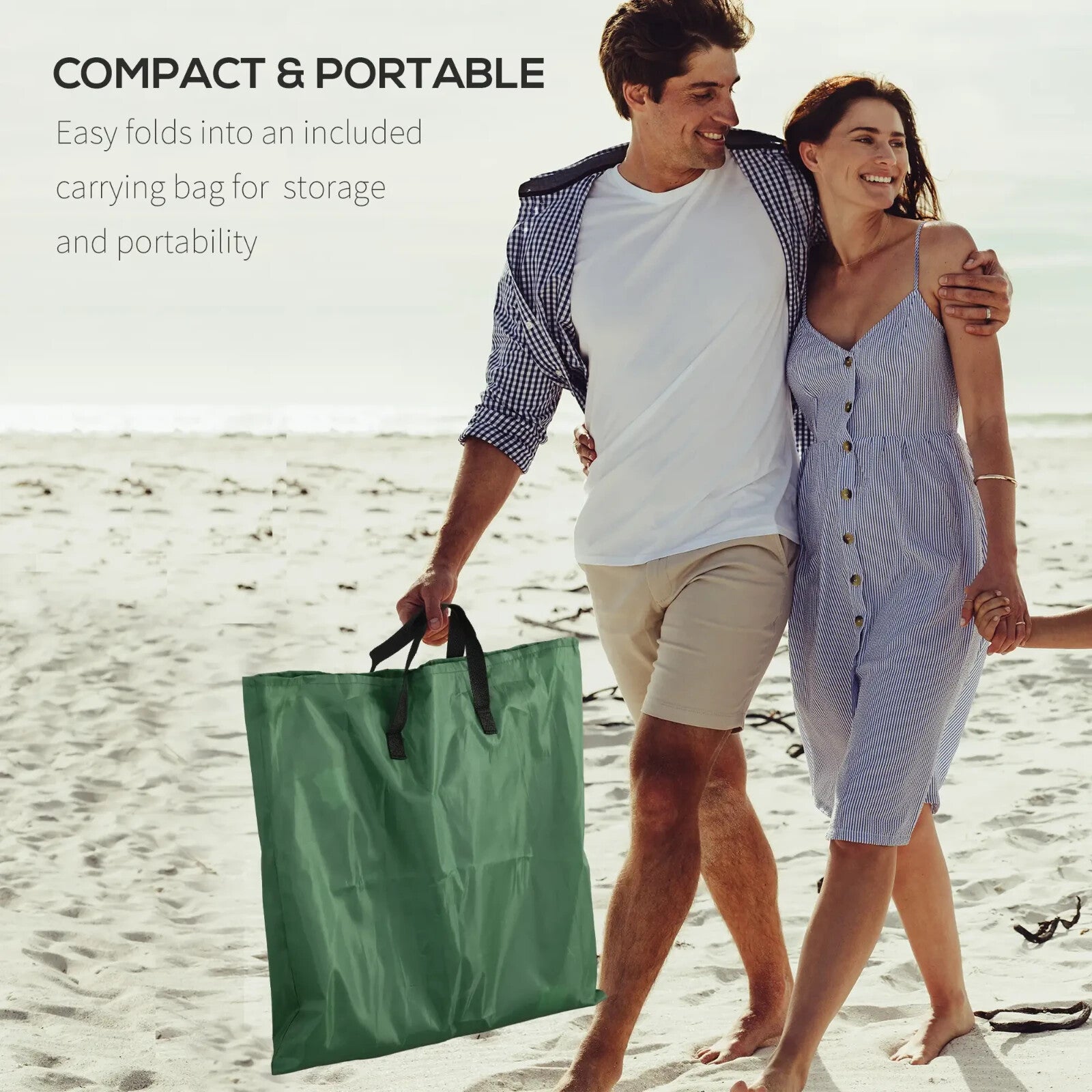 Beach Mat Chairs Set 2 - PCS w/ Padded Pillow & 5 - Level Adjustable Backrest Green - Home and Garden Furniture Shop - rustic - furniture