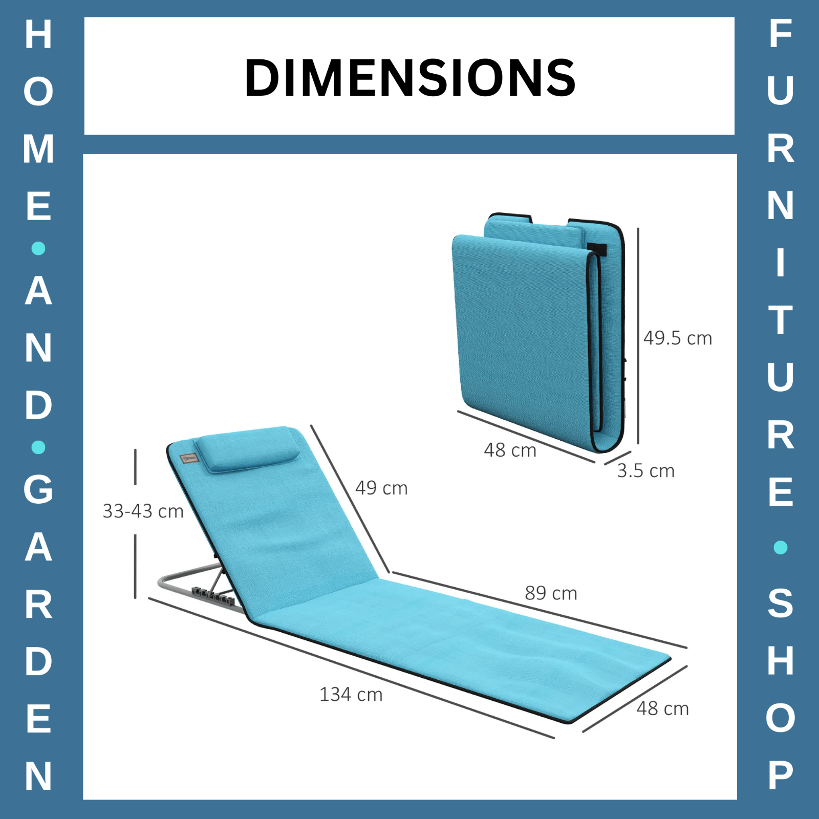 Beach Mat Chairs Set 2 - PCS with Pillow & 5 - Level Adjustable Backrest Sky Blue - Home and Garden Furniture Shop - rustic - furniture