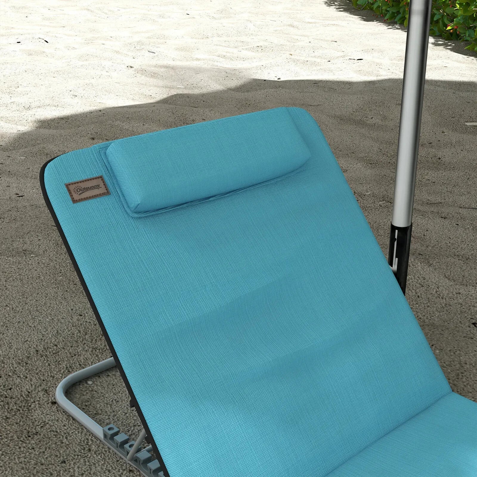 Beach Mat Chairs Set 2 - PCS with Pillow & 5 - Level Adjustable Backrest Sky Blue - Home and Garden Furniture Shop - rustic - furniture