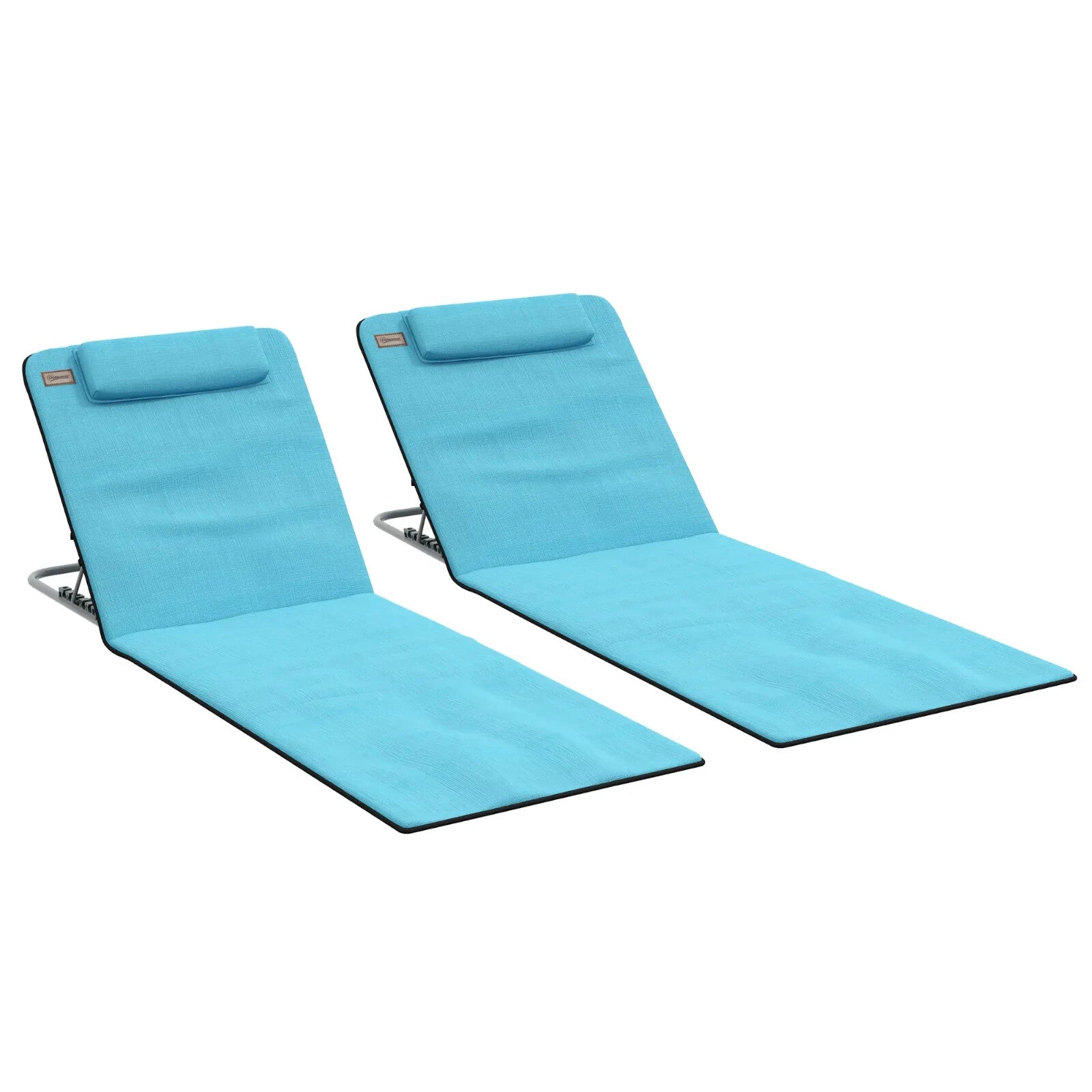 Beach Mat Chairs Set 2 - PCS with Pillow & 5 - Level Adjustable Backrest Sky Blue - Home and Garden Furniture Shop - rustic - furniture