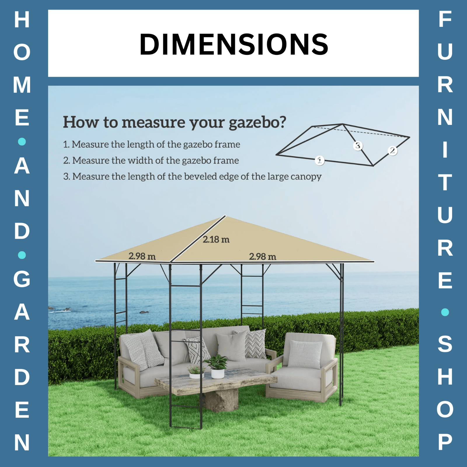 Beige Replacement Gazebo Canopy Cover with Drain Holes for 3 x 3(m) Gazebo Frame - Home and Garden Furniture Shop - rustic - furniture