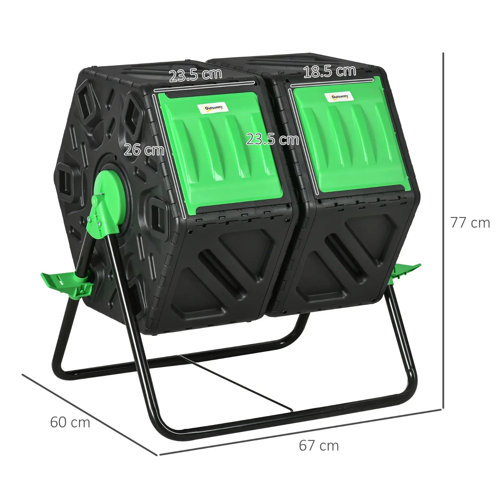 Bin Dual Composter 360° Rotating Chamber Steel Frame w/ Ventilation Holes Black - Home and Garden Furniture Shop - rustic - furniture