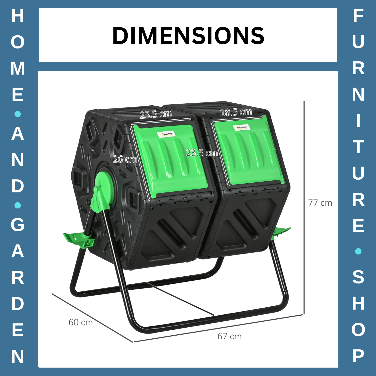 Bin Dual Composter 360° Rotating Chamber Steel Frame w/ Ventilation Holes Black - Home and Garden Furniture Shop - rustic - furniture
